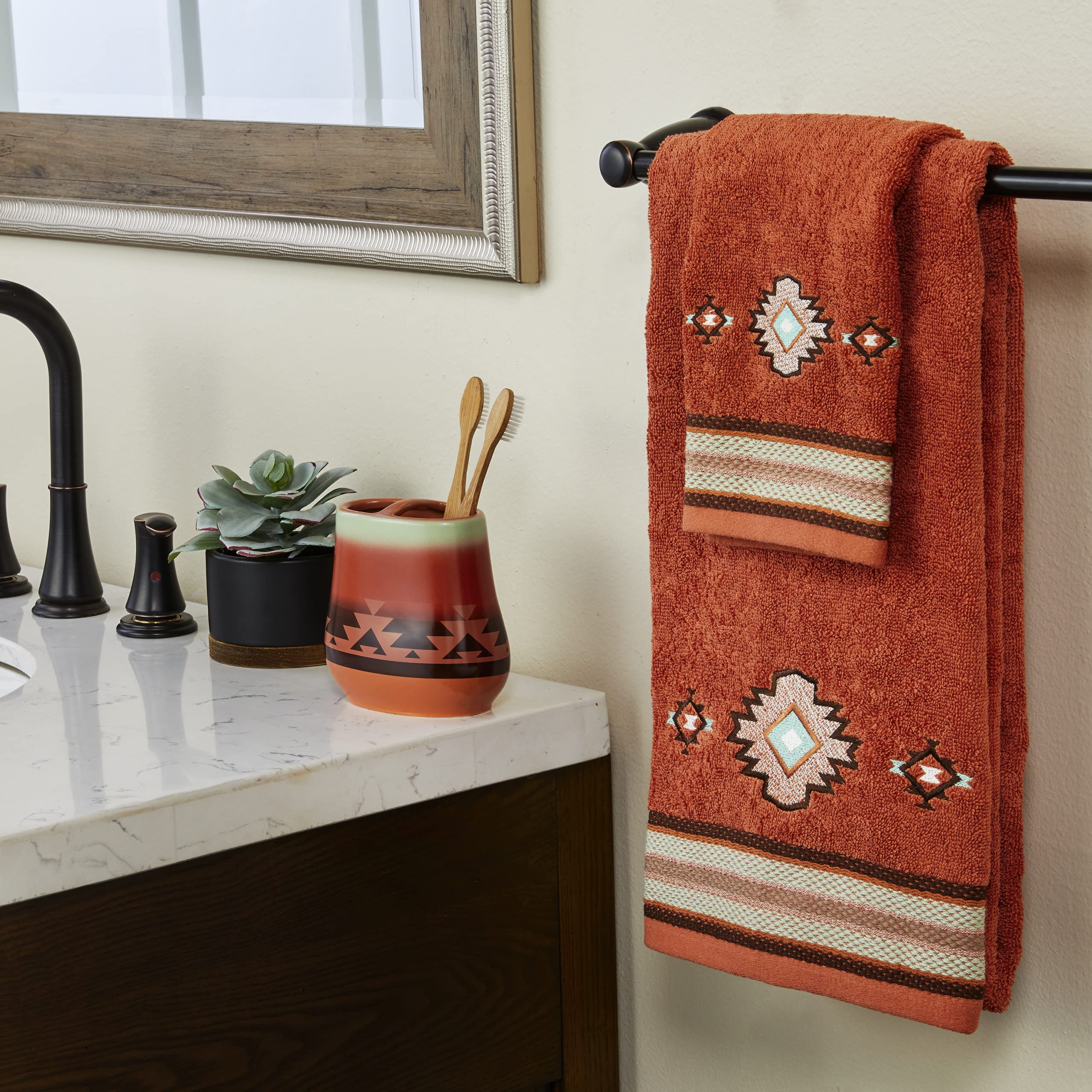 Skl Home Southwest Sunset Hand Towel, 15X26, Rust