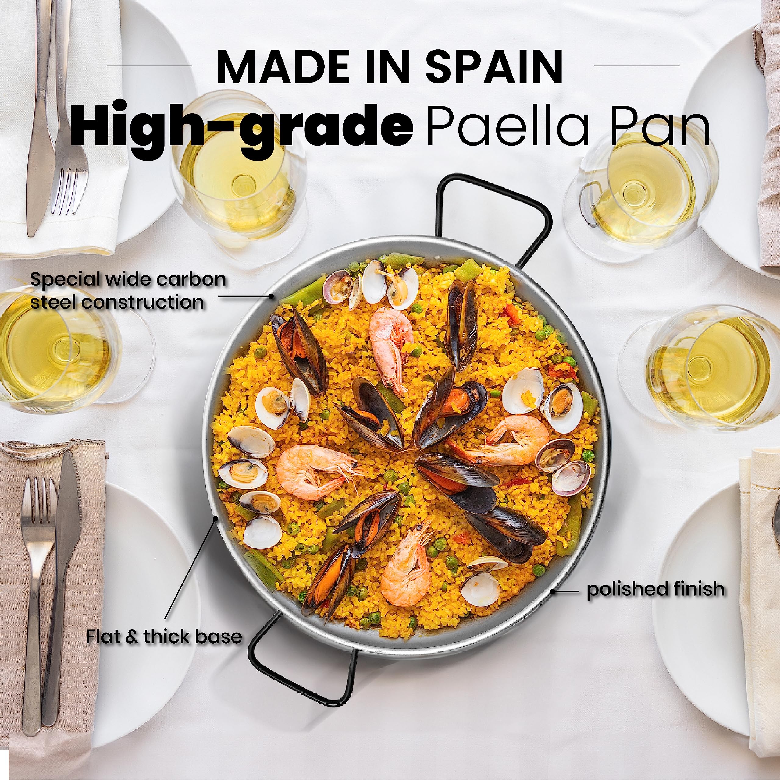 Machika Professional Carbon Steel Pan | Carbon Steel Skillet For Cooking Mediterranean Food | Premium Skillet For Professional U