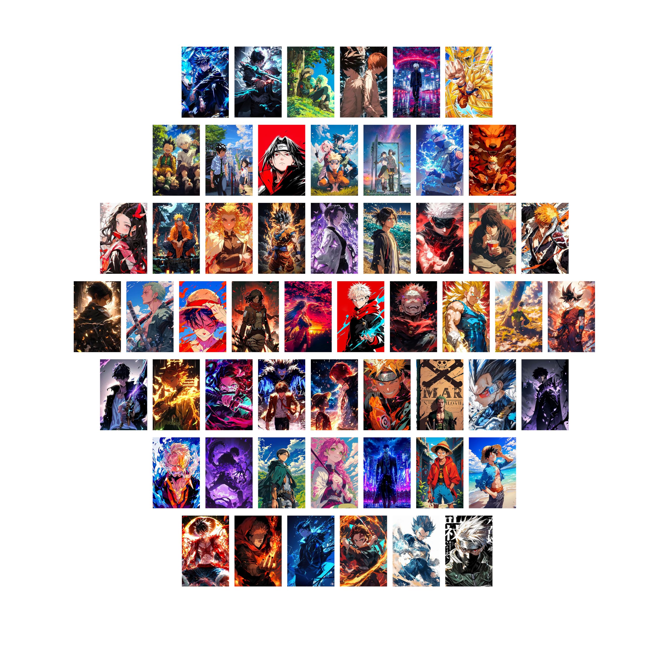 Wallgasm Anime poster Set of 54, 4 x 6 Inches Posters: Dragon Ball Z, Naruto, Death Note, One Piece, Attack on titans - | Aesthe
