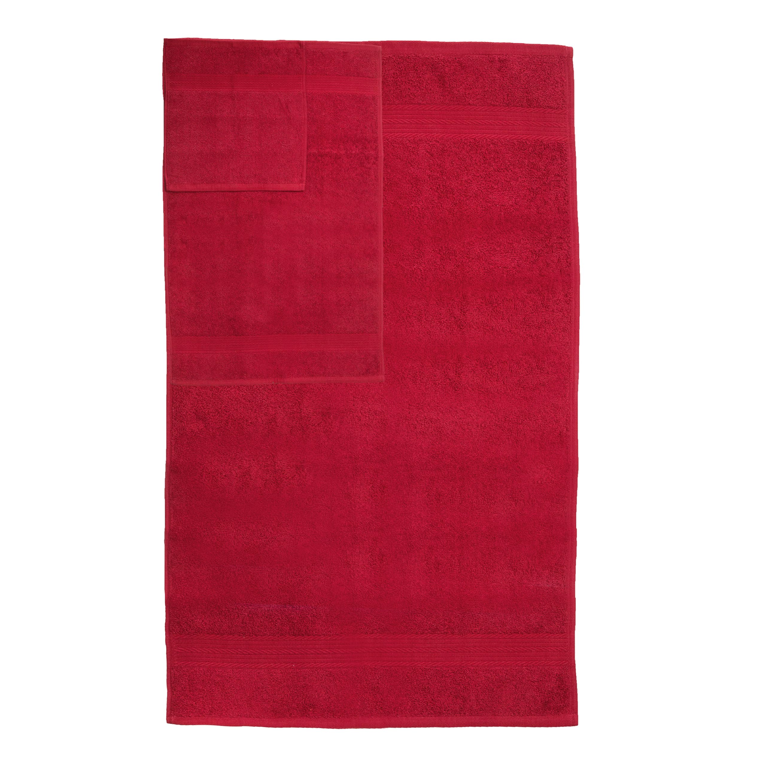 Ample Decor Bathroom Towel Set of 18-4 Hand Towel  4 Bath Towel  10 Wash Cloths 600 GSM 100% Cotton - High Absorbency Quick Drying  Ideal for Gifting - Christmas Red
