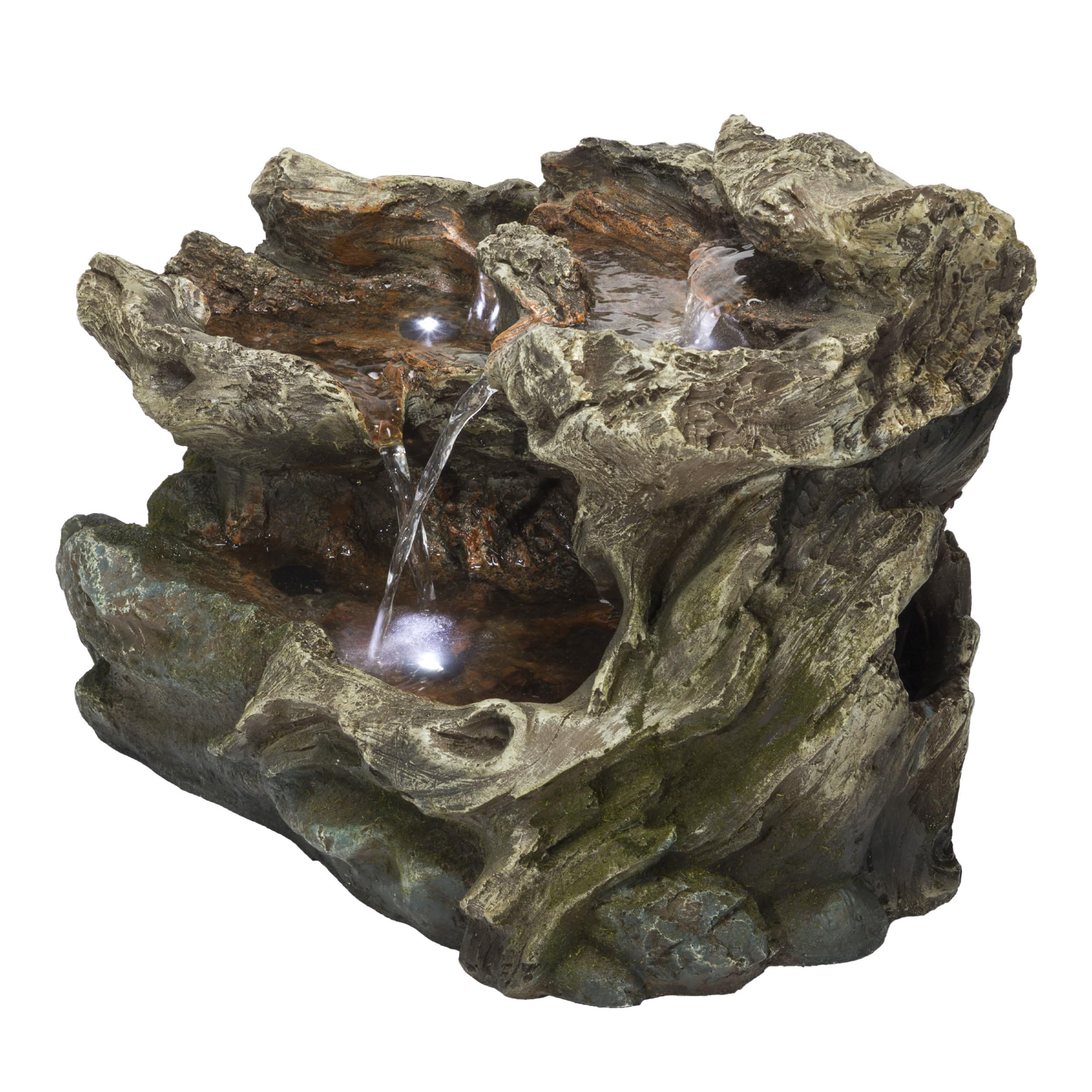 Alpine Corporation WIN1334 10 Tall Tabletop 3-Tier Waterfall Rock Fountain with LED Lights, Indoor Decorative Water Feature for