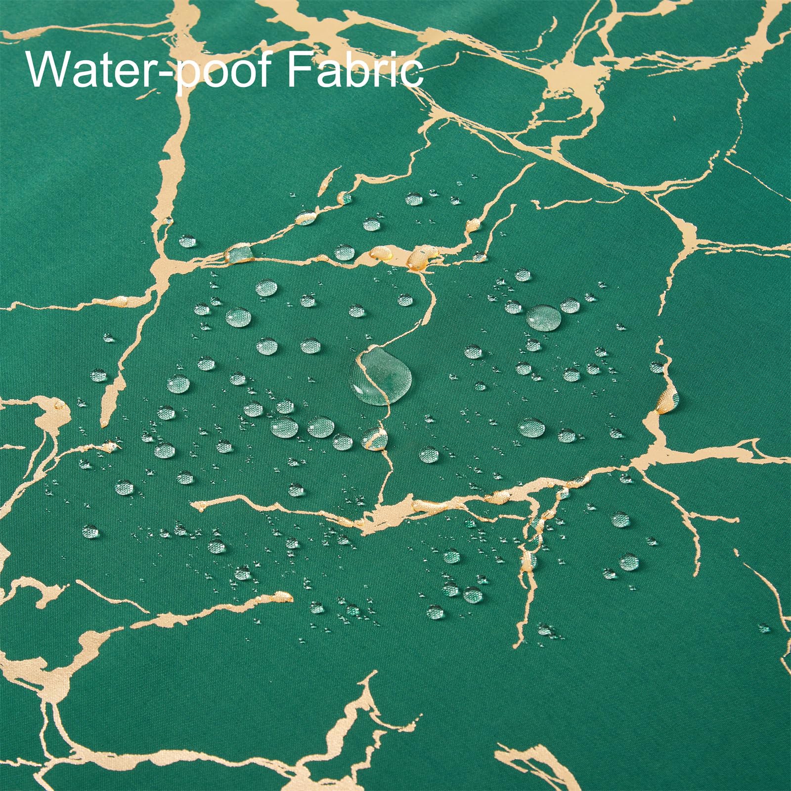 Green And Gold Shower Curtain, Marble Dark Green Shower Curtains For Bathroom With Hooks,Unique Glitter Metallic Gold Foil Print