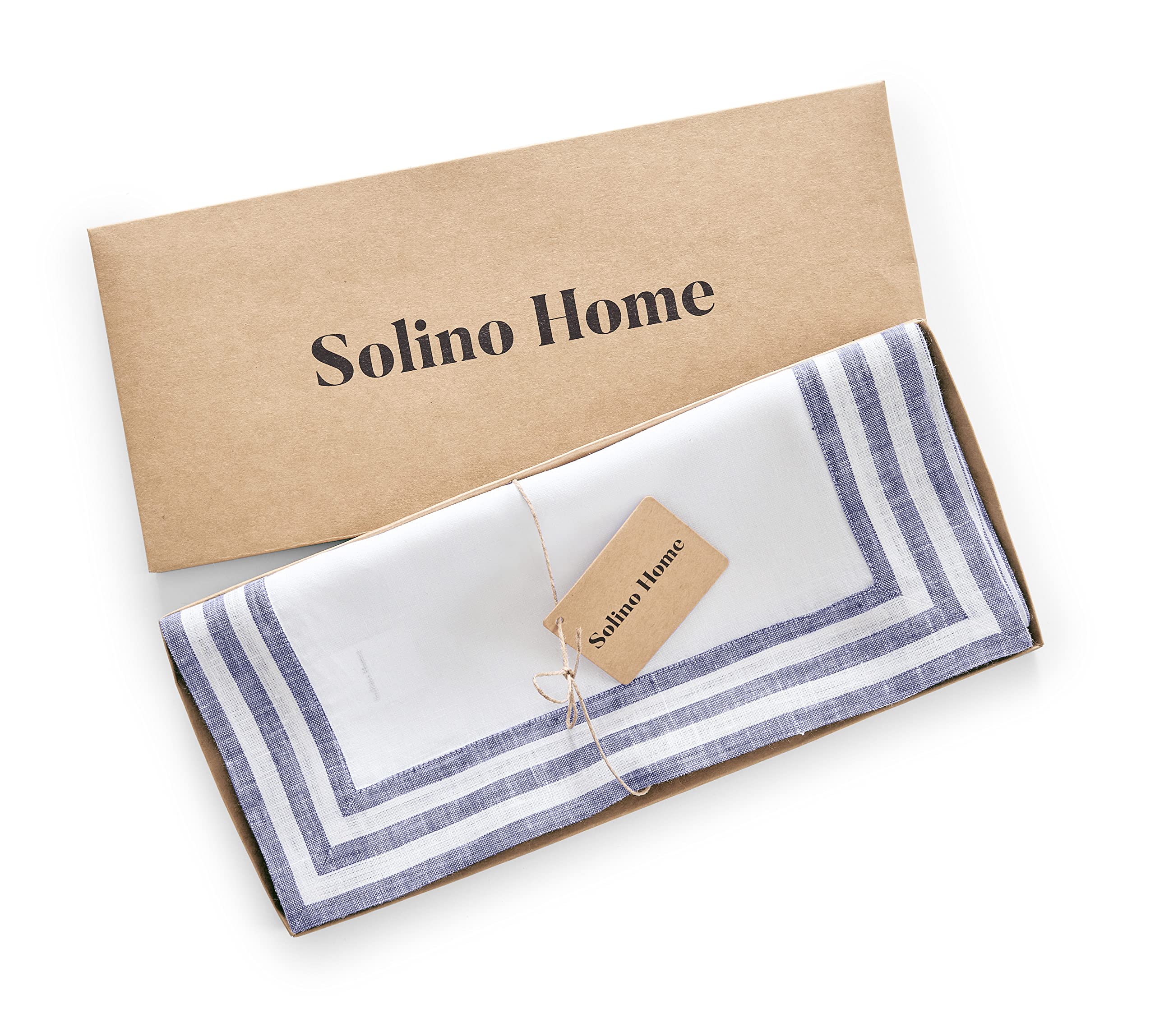Solino Home Linen Table Runner 120 Inches Long - Mila, 100% Pure Linen Navy Table Runner 14 X 120 Inch Ideal For Wedding, Partie