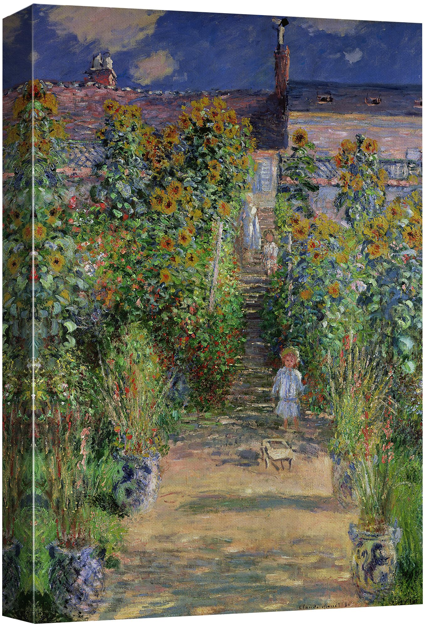 Wall26 - The Artist'S Garden At Vetheuil By Claude Monet - Impressionist Modern Art - Canvas Art Home Art - 16X24 Inches