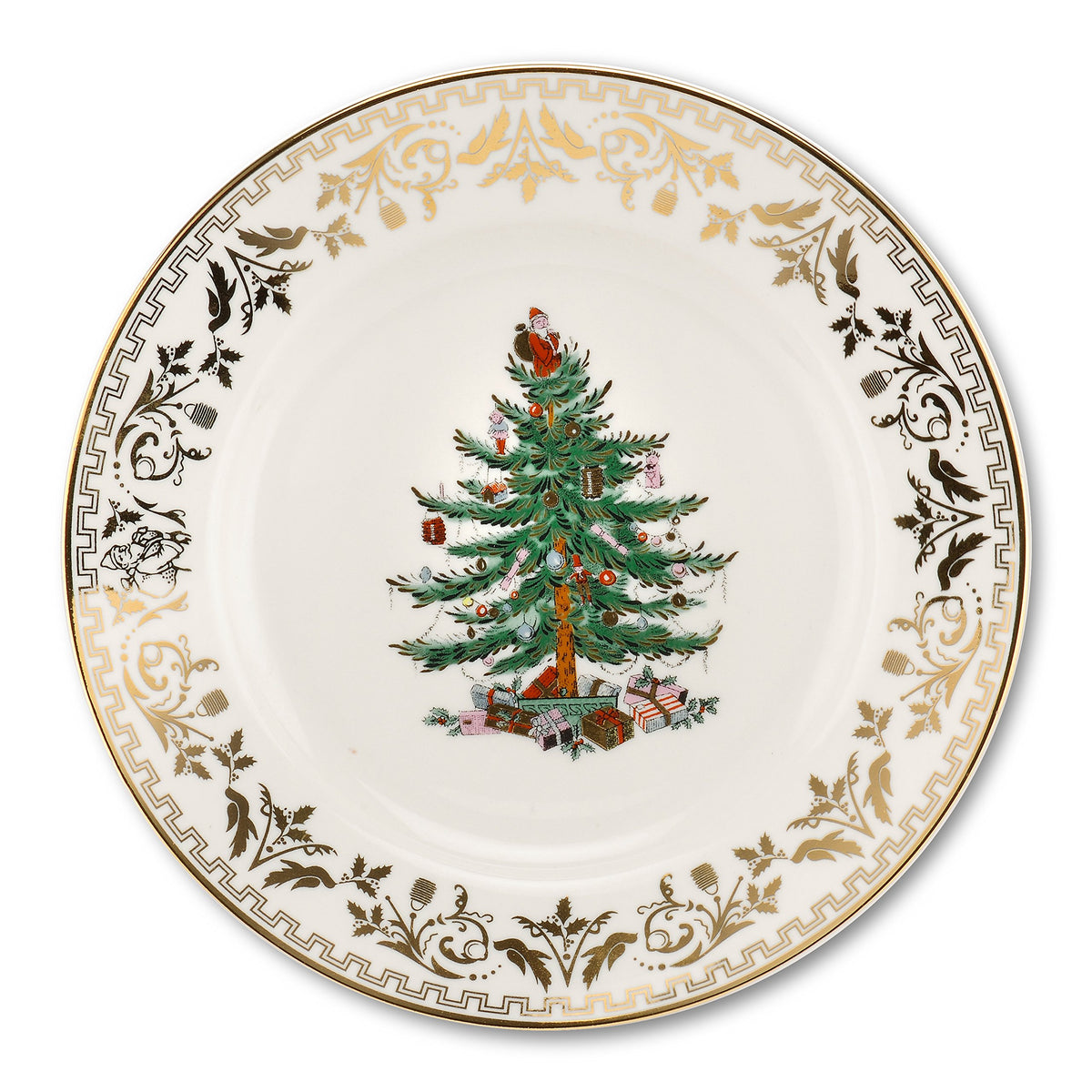 Spode Christmas Tree Gold Salad Plate | Plate For Salad, Pasta, Appetizer, And Dessert | Christmas Dinnerware Made Of Fine Porce
