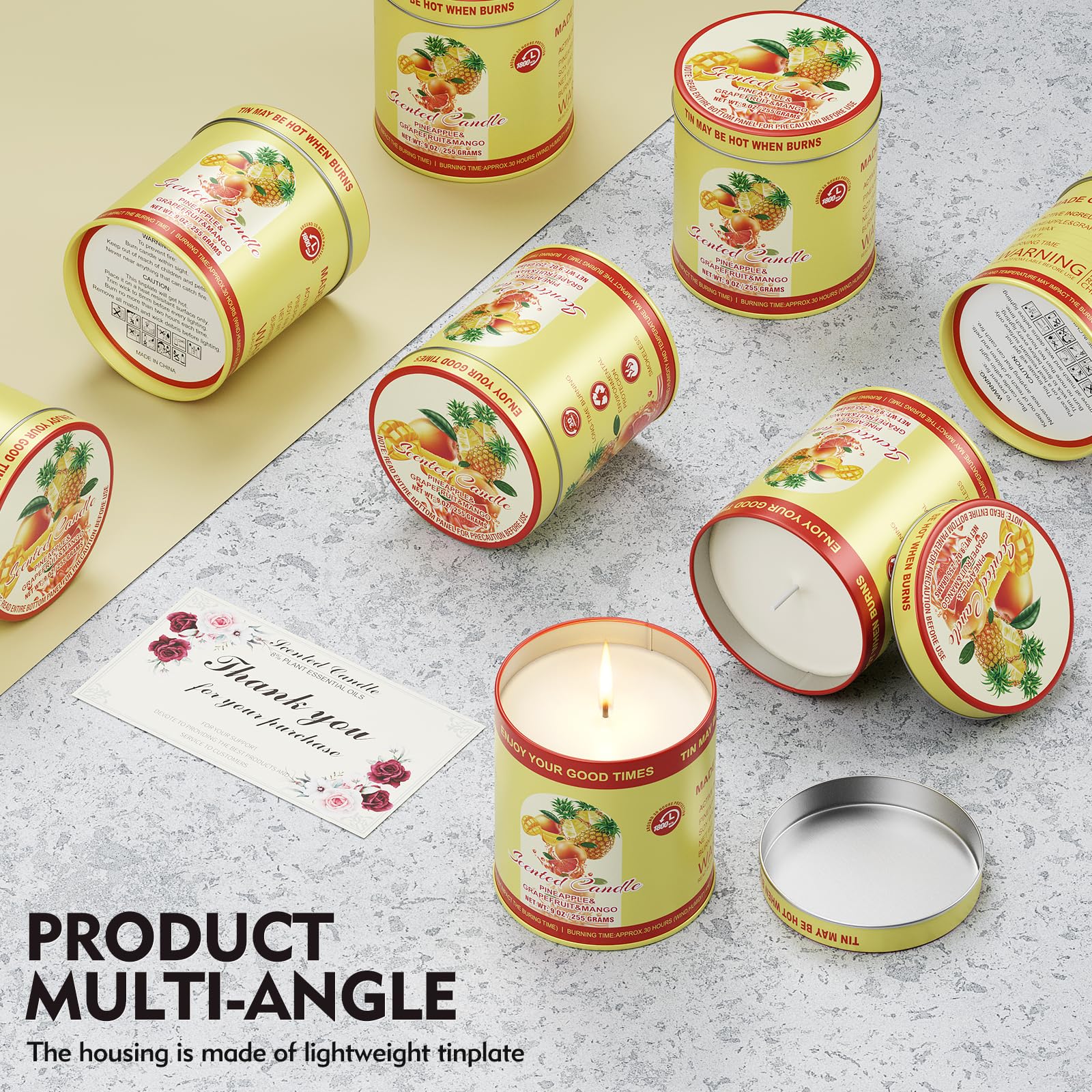 2 Pack Scented Candles (90 Total Burn Hours) - Soy Wax Candles 9 oz Each in Tin - Long Lasting Aromatherapy Candle Gift Set (Pin