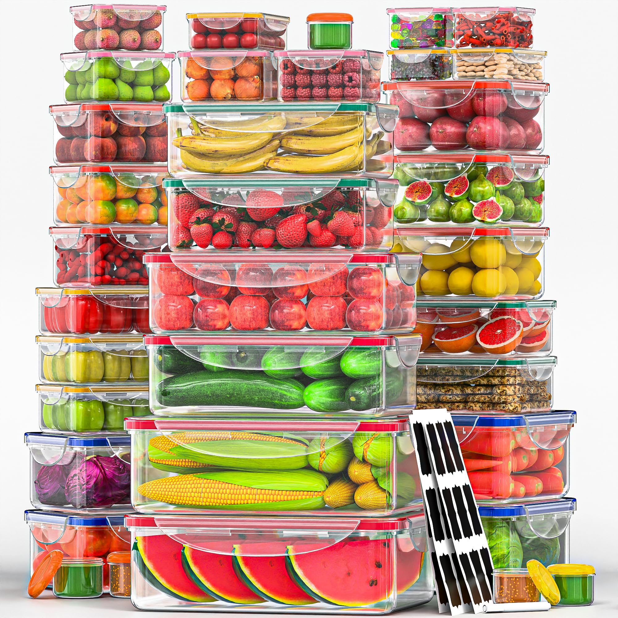70 Pcs Large Food Storage Containers with Lids Airtight-2500ML to Small Box,Total 22812 ML Stackable Kitchen Bowls Set(35 Contai