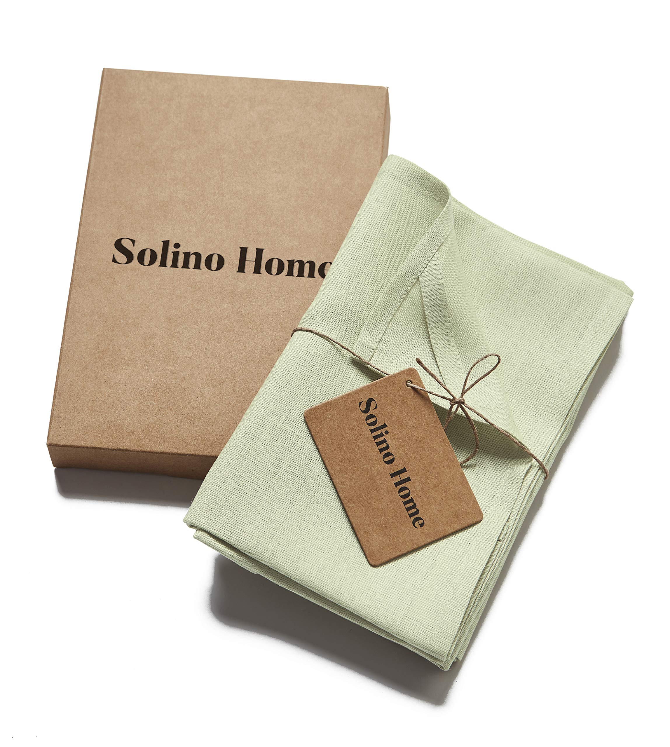 Solino Home Linen Kitchen Towels Set Of 2 - Sage Green 17 X 26 Inch - 100% Pure Linen Kitchen/Tea Towels - Machine Washable And