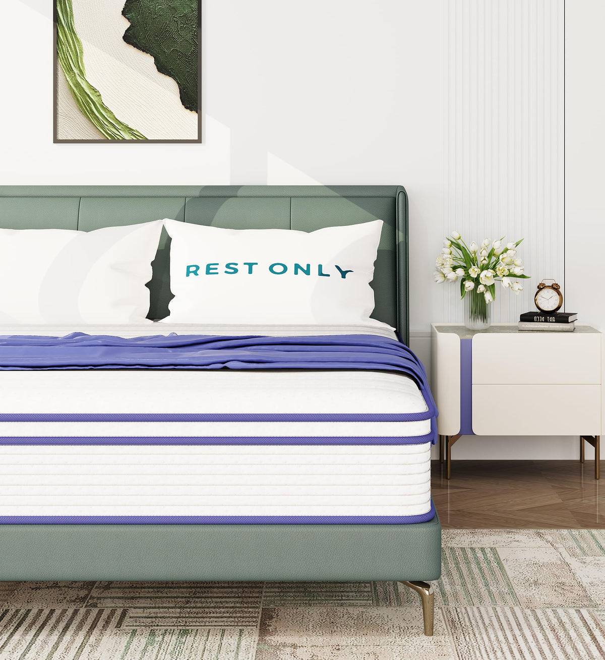 Queen Mattress, Rest Only 12 Inch Hybrid Mattress With Gel Memory Foam Queen Size Mattress In A Box, Individually Wrapped Pocket
