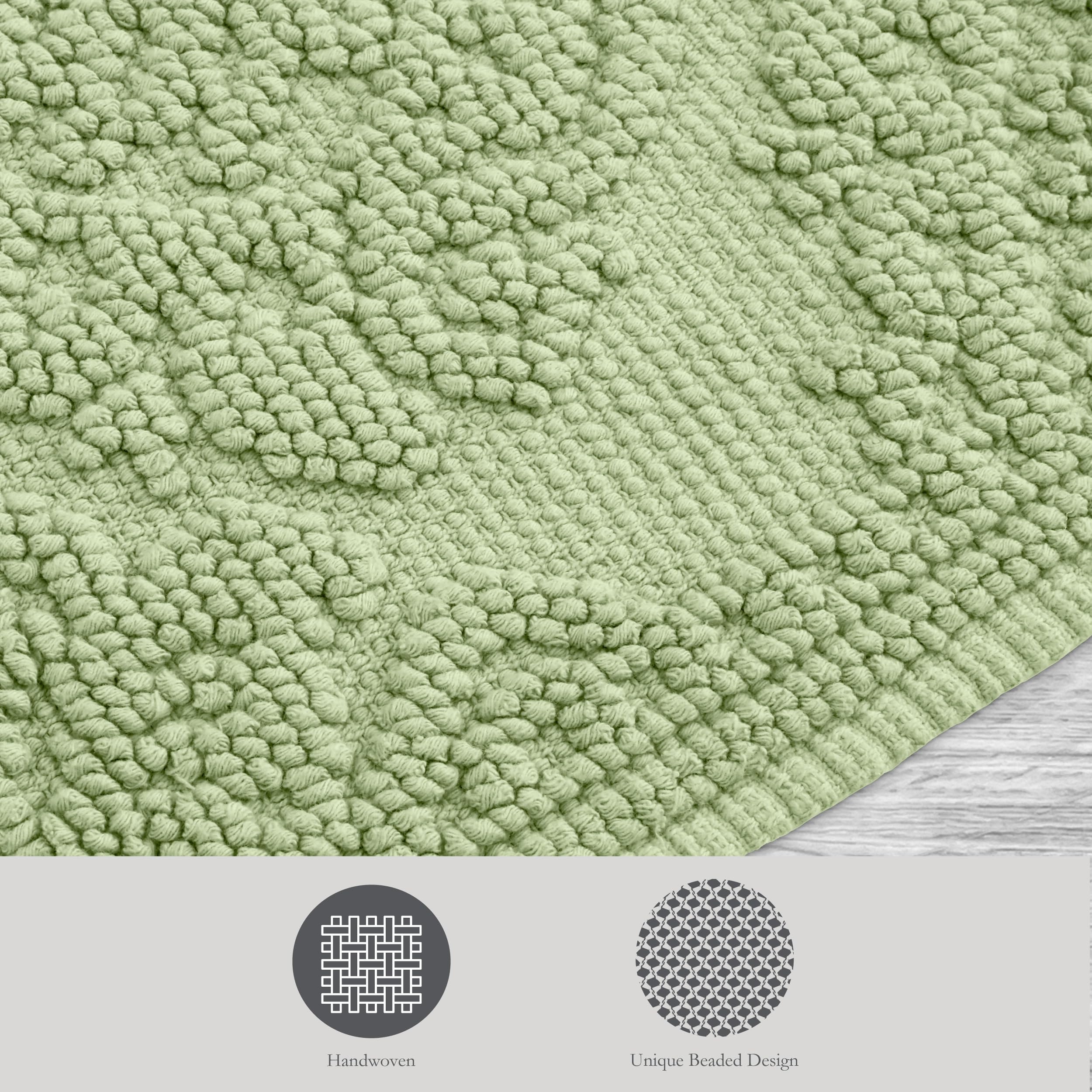 Jean Pierre - Ricardo Bath Mat, Woven Fringe Bathroom Rugs, 100% Cotton, Premium Bathroom Decor - Measures 27'' X 52'' - Sage Gr