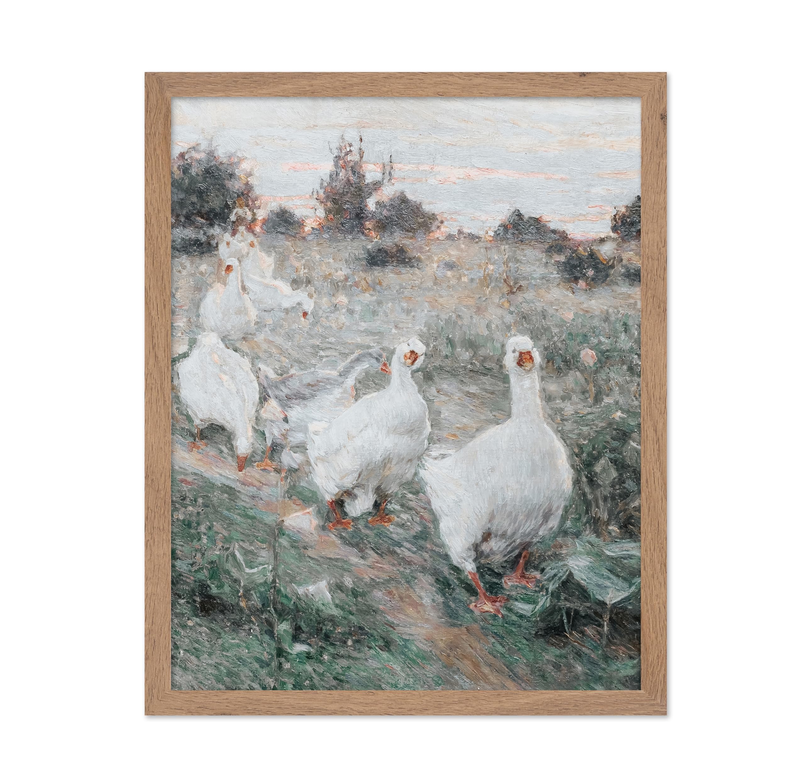 Poster Master Vintage Illustration Poster - Retro Impressionism Print - Gift for Artist, Friend - Geese, Spring Farmhouse, Anima