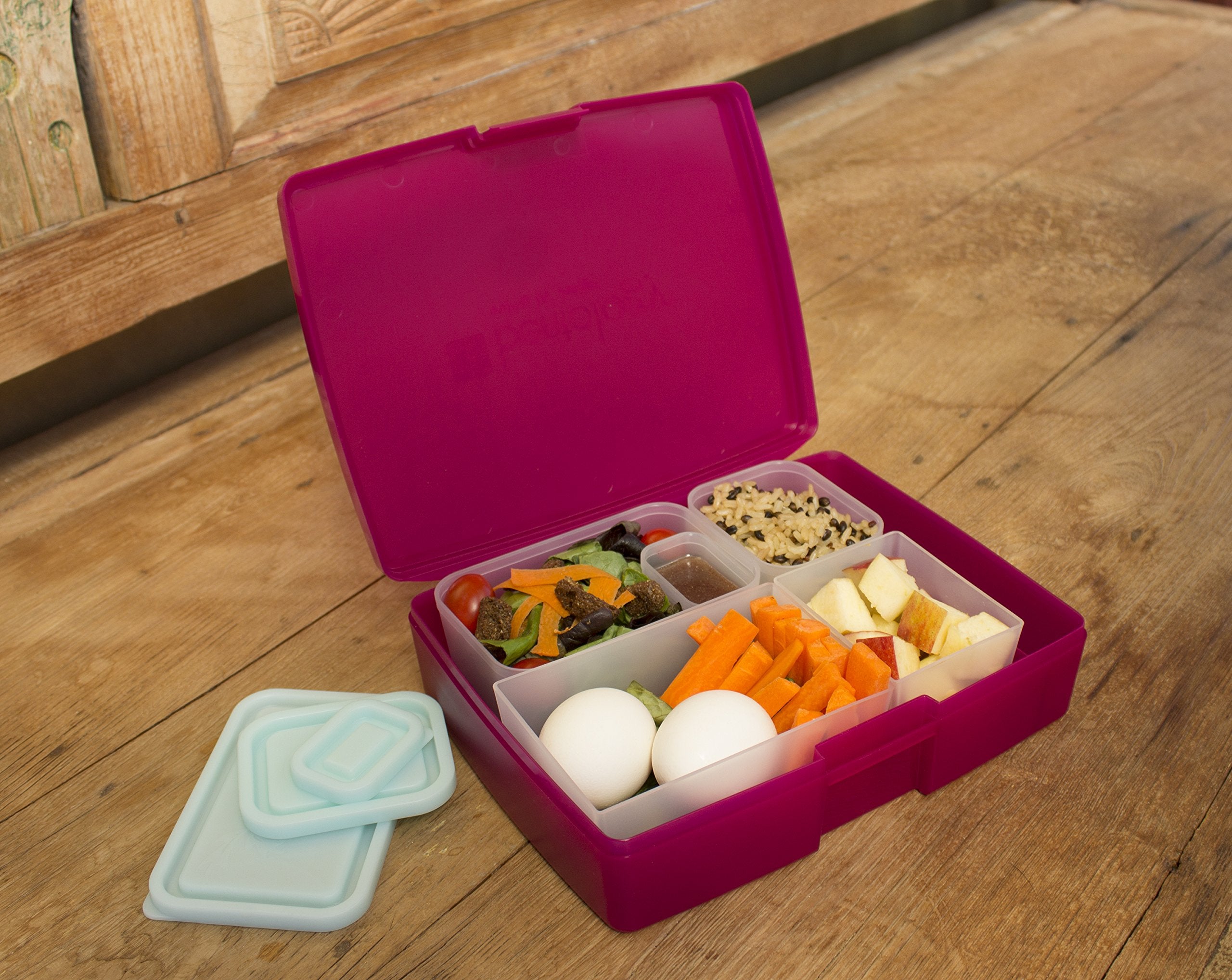 Bentology Bento Lunch Box Set W/ 5 Inner Removable Containers, Leak Proof, Food Prep & Snack Packing Compartments - Stackable, M
