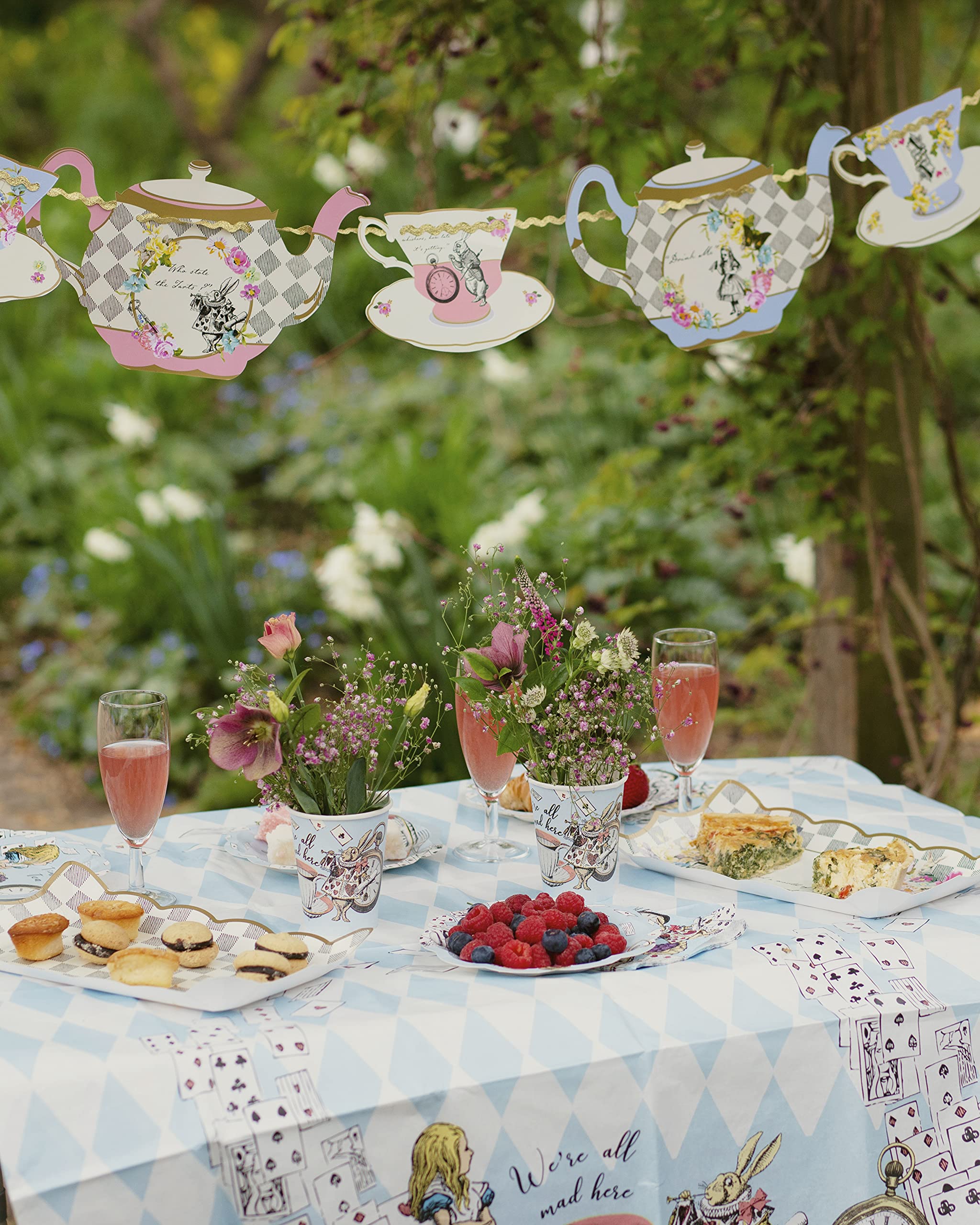Talking Tables Truly Alice Food Serving Platter 12'' X 7.5'' A Tea Party Birthday, Multicolor