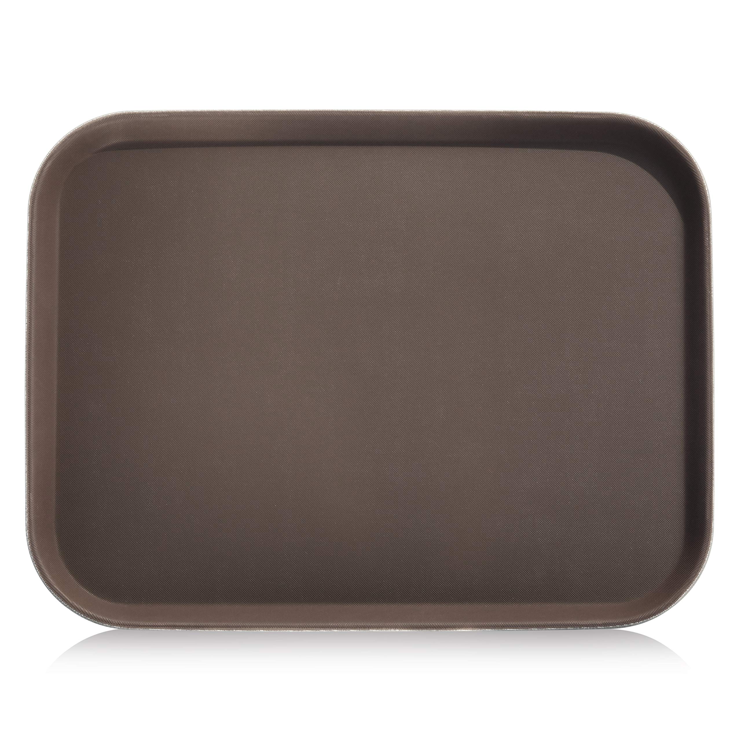 New Star Foodservice 25125 Restaurant Grade Non-Slip Tray, Plastic, Rubber Lined, Rectangular, 14-Inch X 18-Inch, Brown
