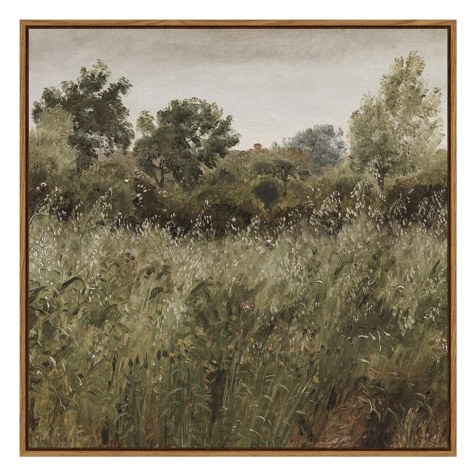 Insimsea Square Framed Canvas Wall Art, Vintage Decor Farmhouse Classical Field Wall Art Prints, Desk Decor, Natural Oil Paintin