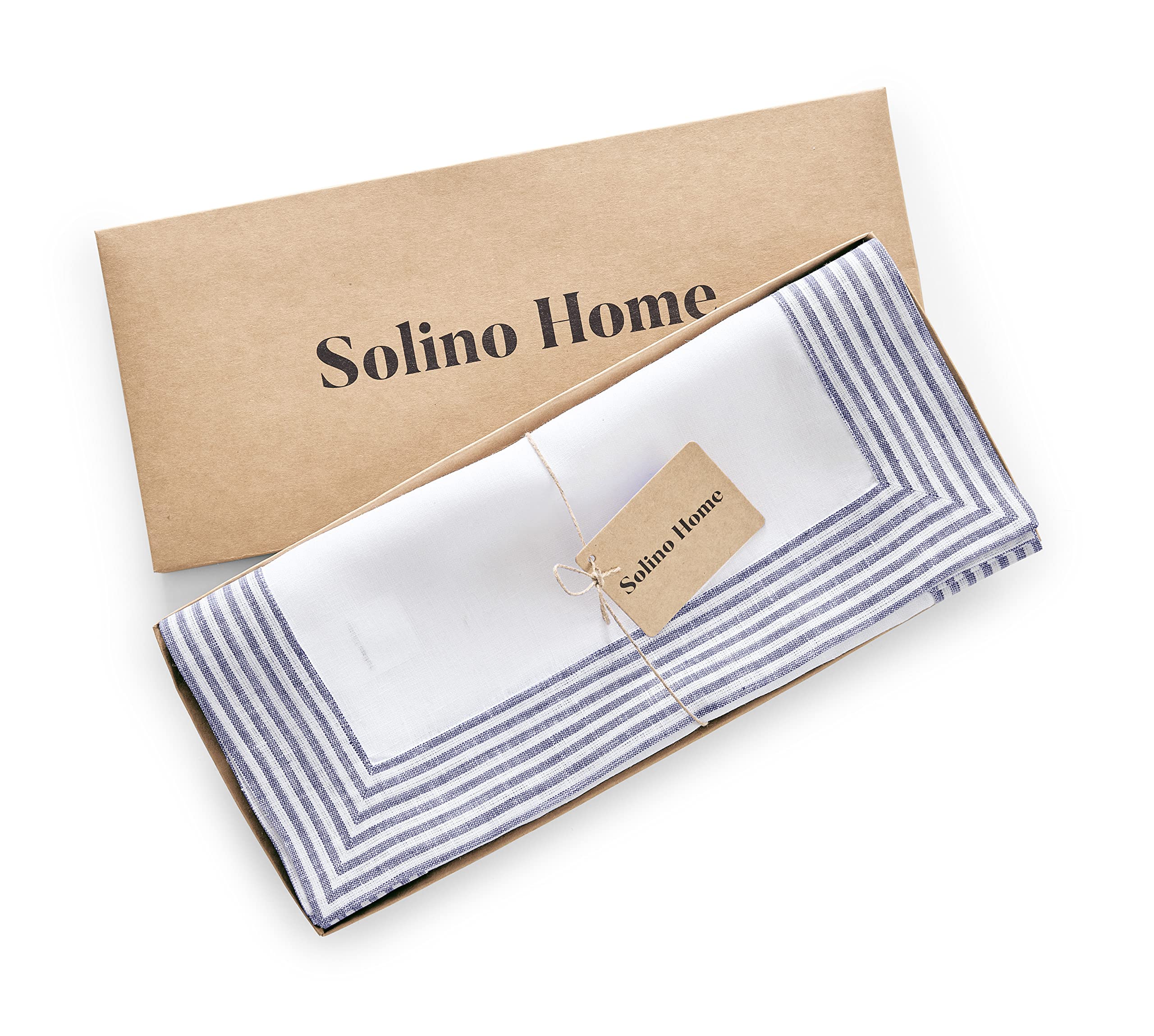 Solino Home Linen Table Runner 72 Inches Long - Lucca, 100% Pure Linen Navy Table Runner 14 X 72 Inch Ideal For Wedding, Parties