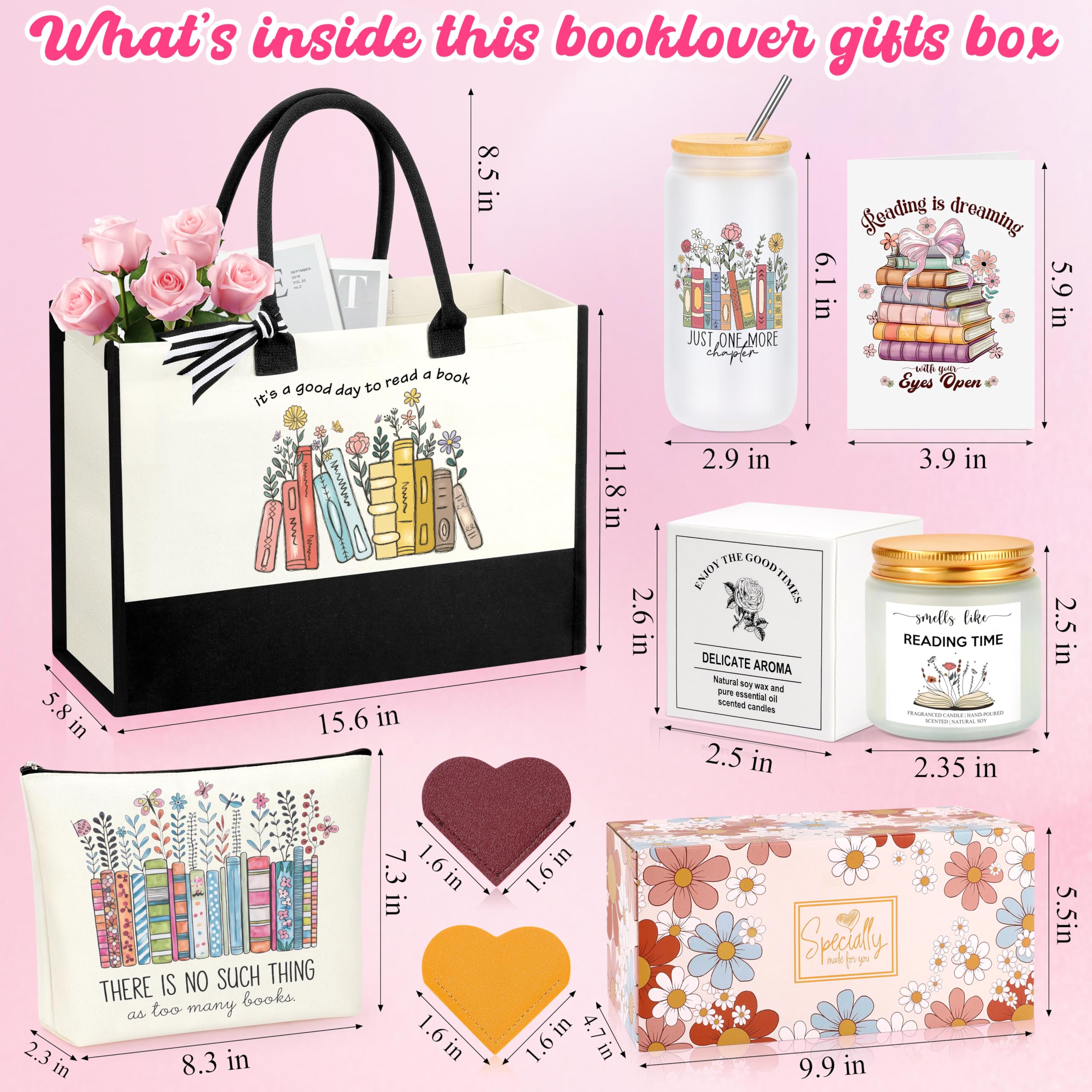 JoycuFF Book Lovers Gifts, Book Accessories Bookish Gifts for Books Lovers Women, Librarian Club Gift for Readers Bookworms
