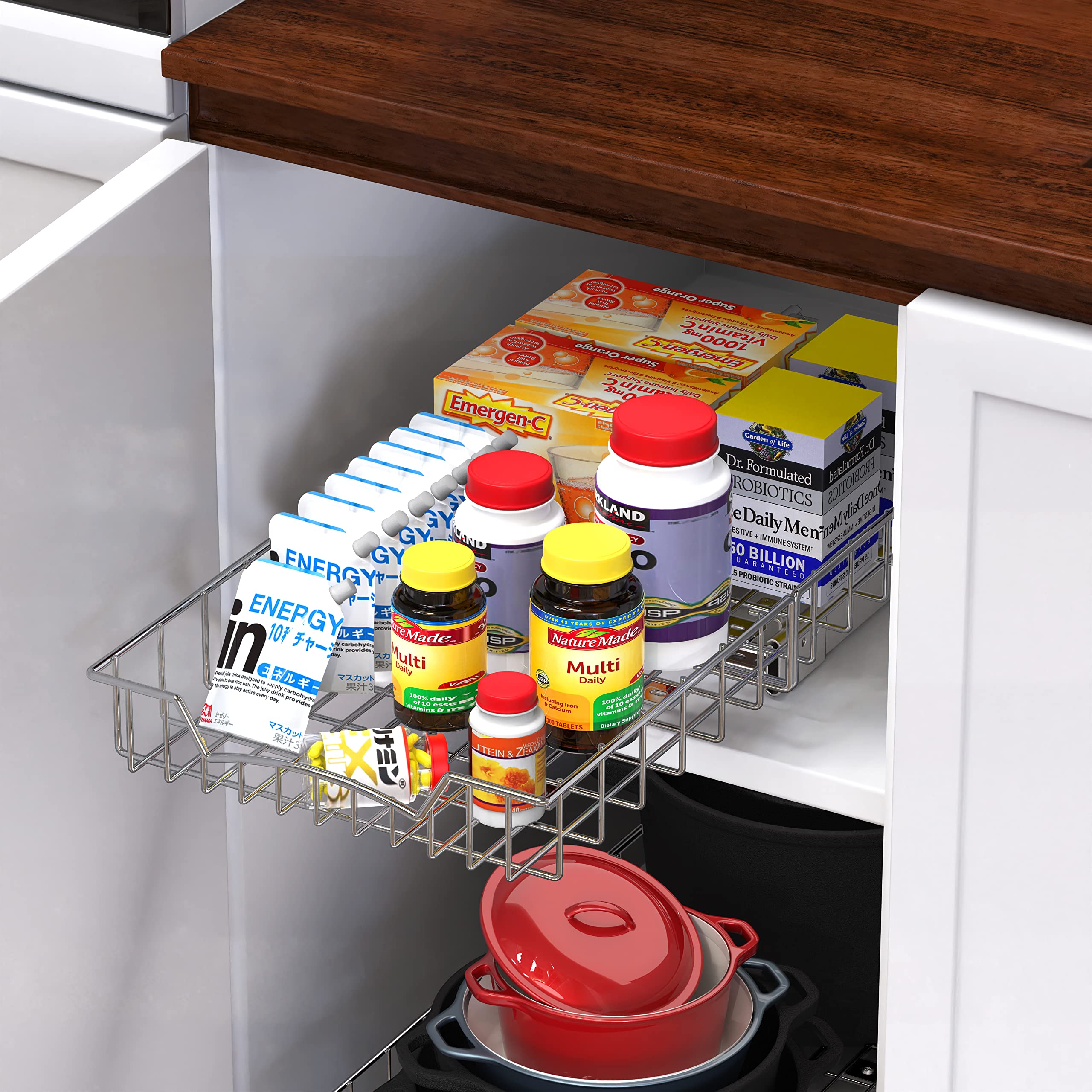 Simple Houseware Under Cabinet Pull Out Sliding Shelf Drawer Organizer, 21 D X 11 W