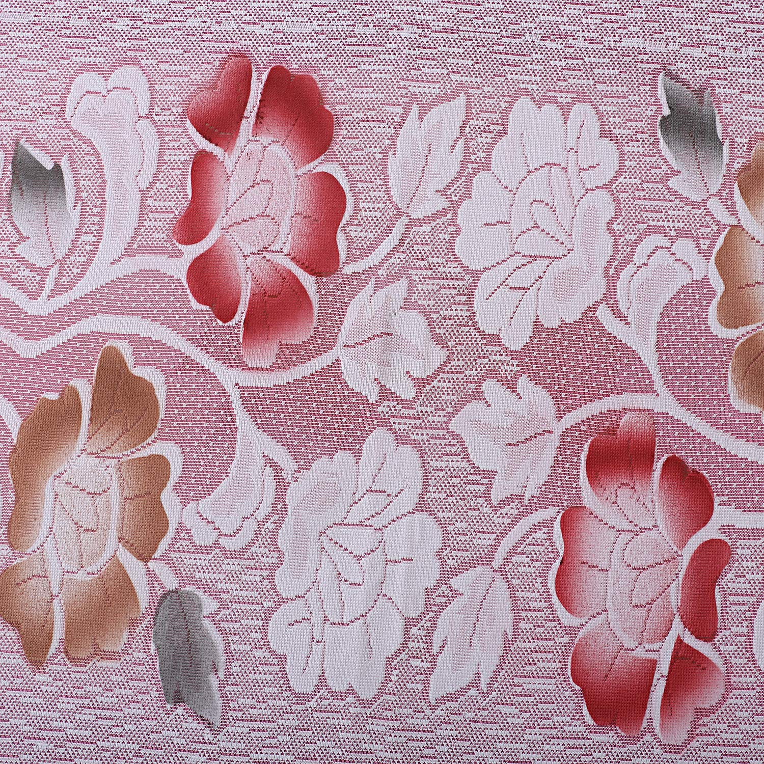 Kuber Industries Floral Cotton 6 Seater Dinning Table Cover - Pink (Ctktc03518)
