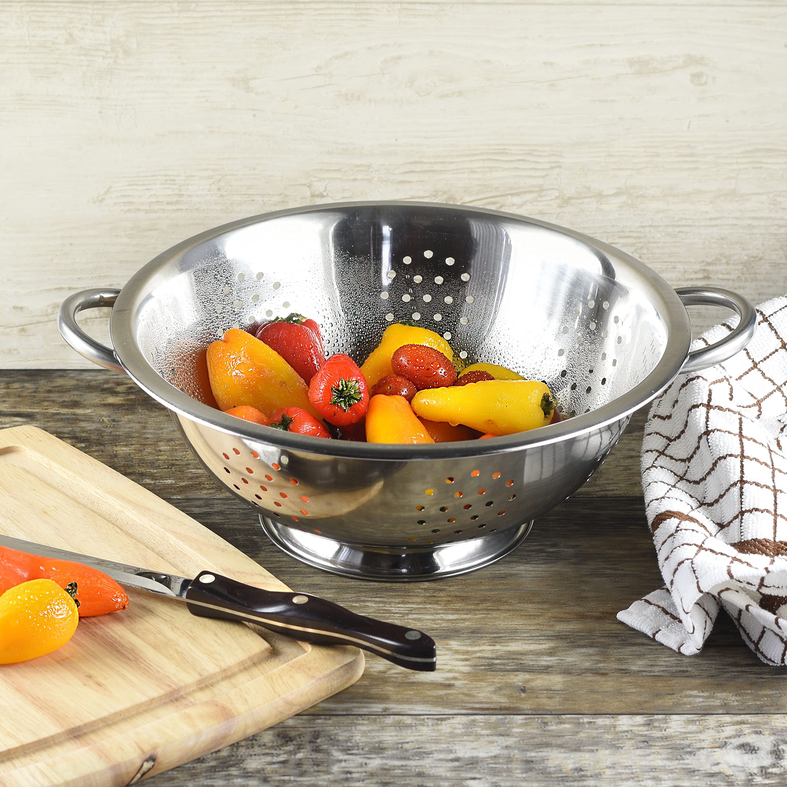 Ybm Home Pack Of 1 Colander Stainless Steel Set With Heavy Duty Handles And Self Draining Stable Ring Base, 8 Quart