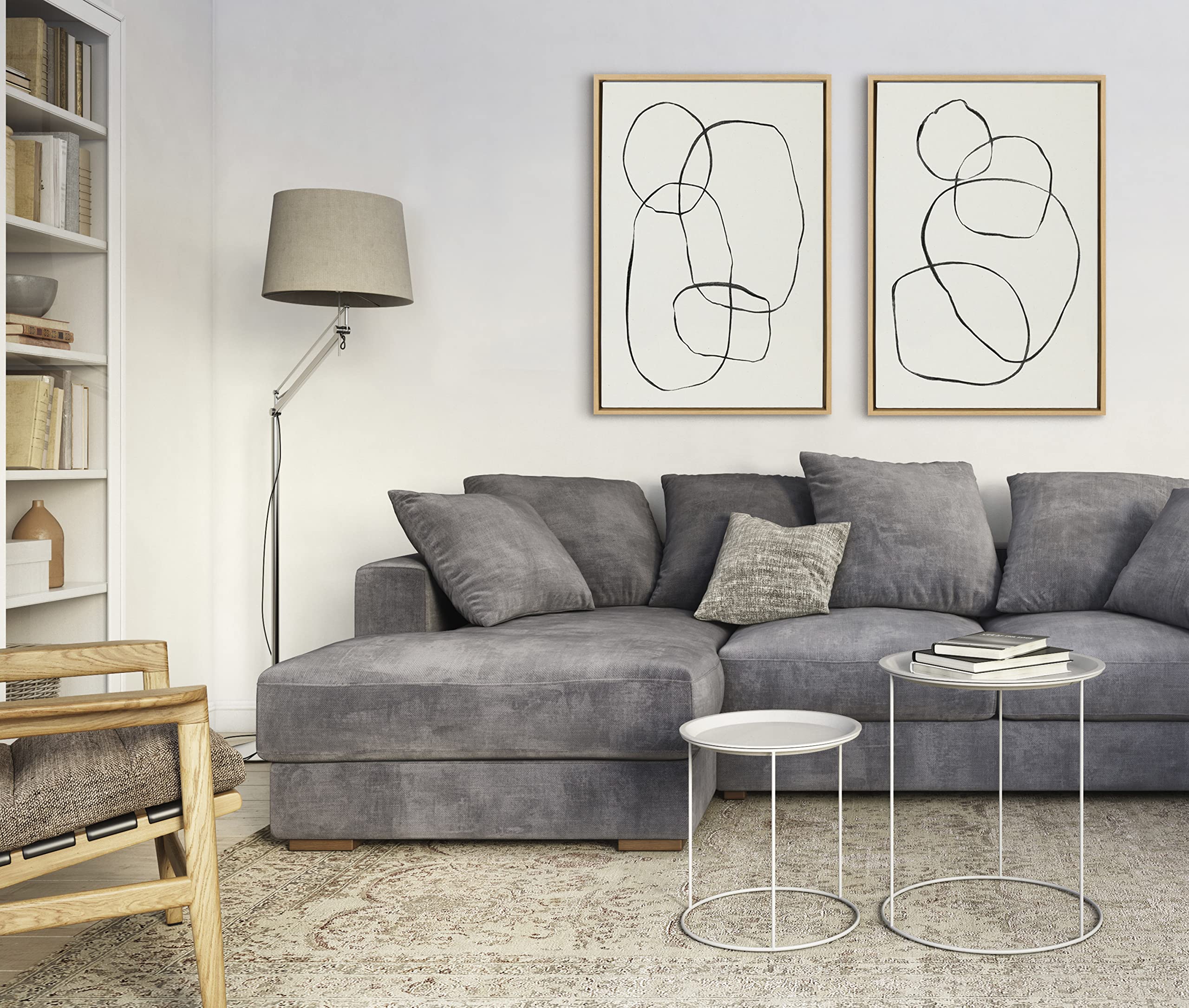 Kate And Laurel Sylvie Modern Circles And Going In Circles Framed Linen Textured Canvas Wall Art Set By Teju Reval Of Snazzyhues