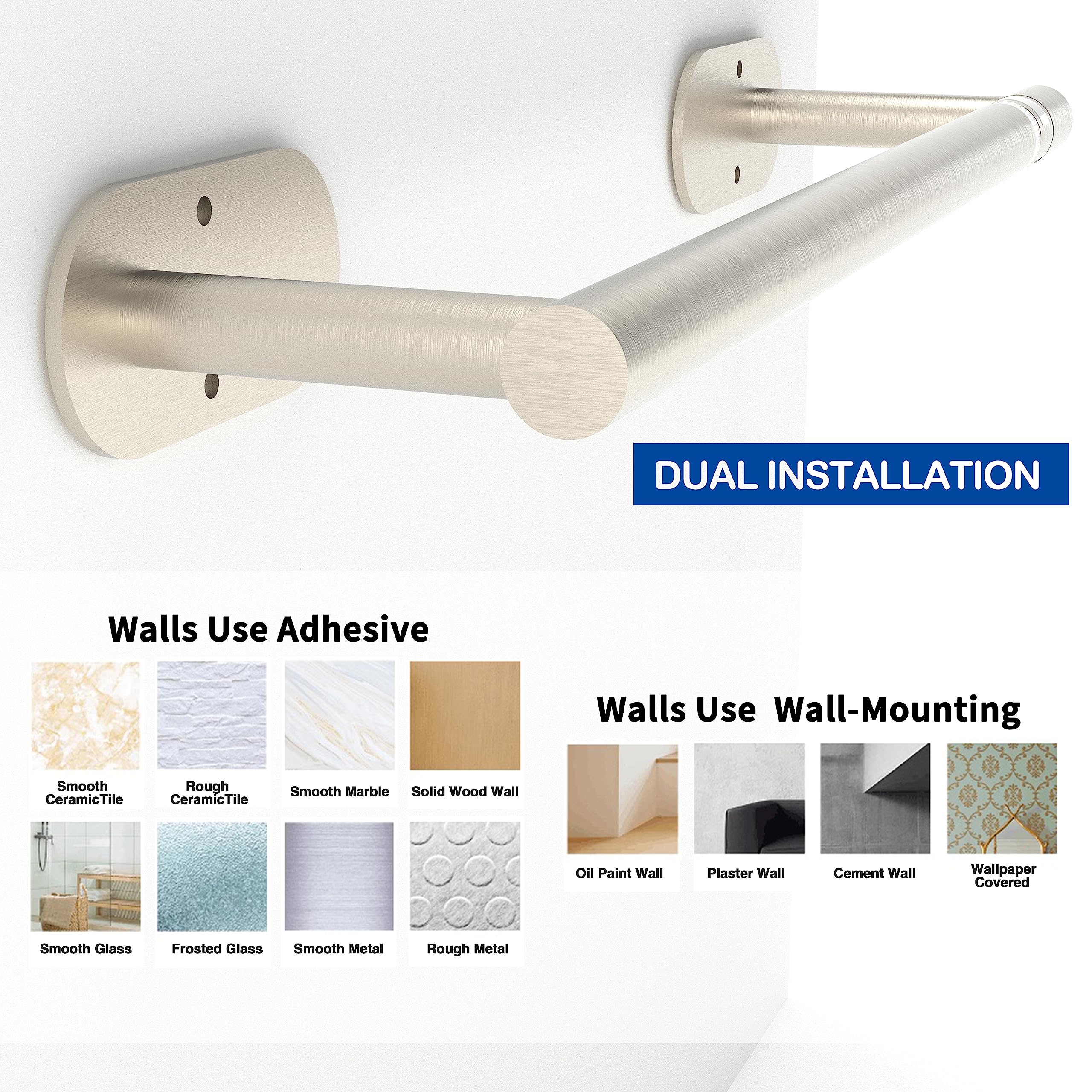 Ruacq Brushed Nickel Paper Towel Holder Self Adhesive Double Post Pivoting Round Base Under Cabinet Paper Towel Holder For Kitch