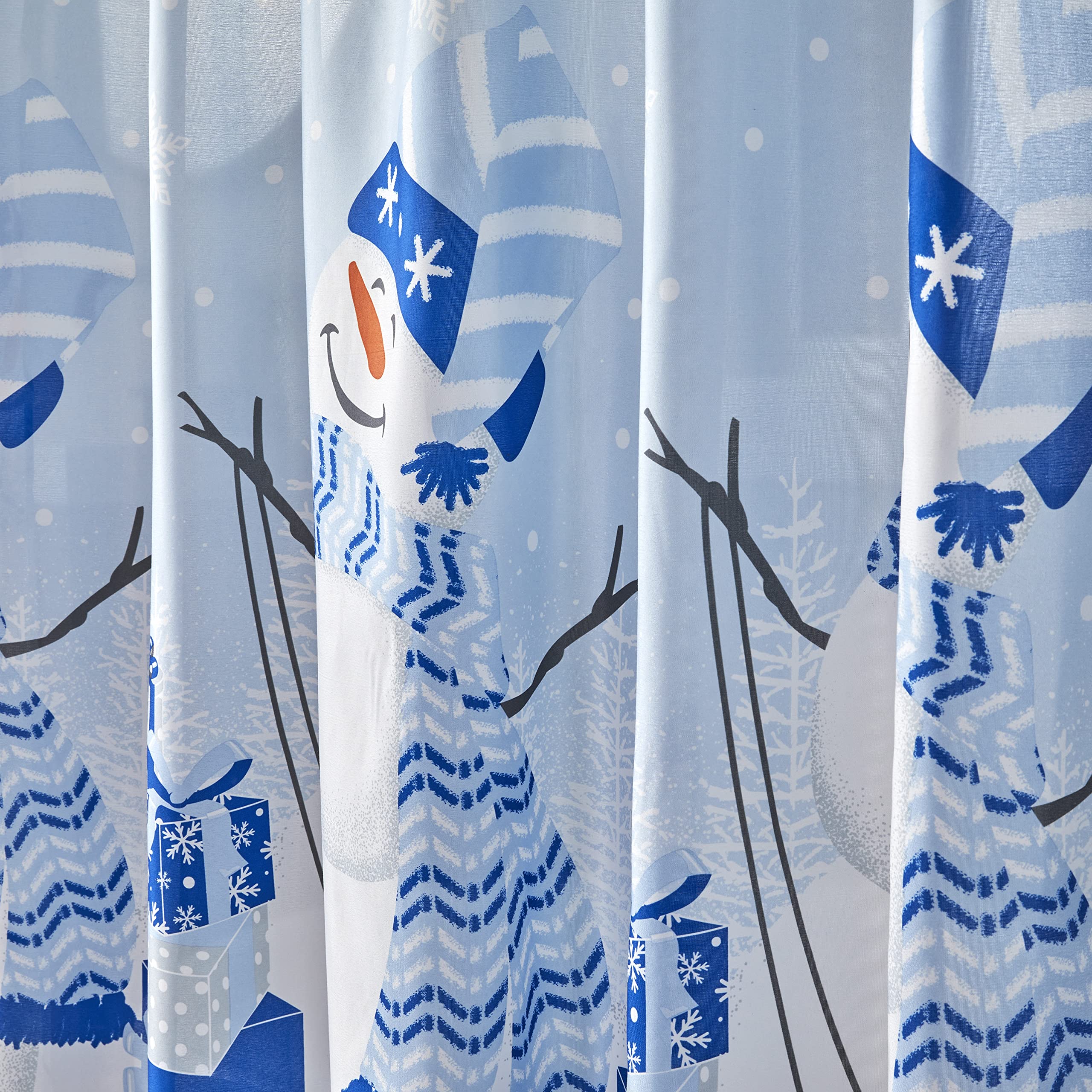 Skl Home Snowman Sled Shower Curtain And Hook Set (13-Piece), Multi