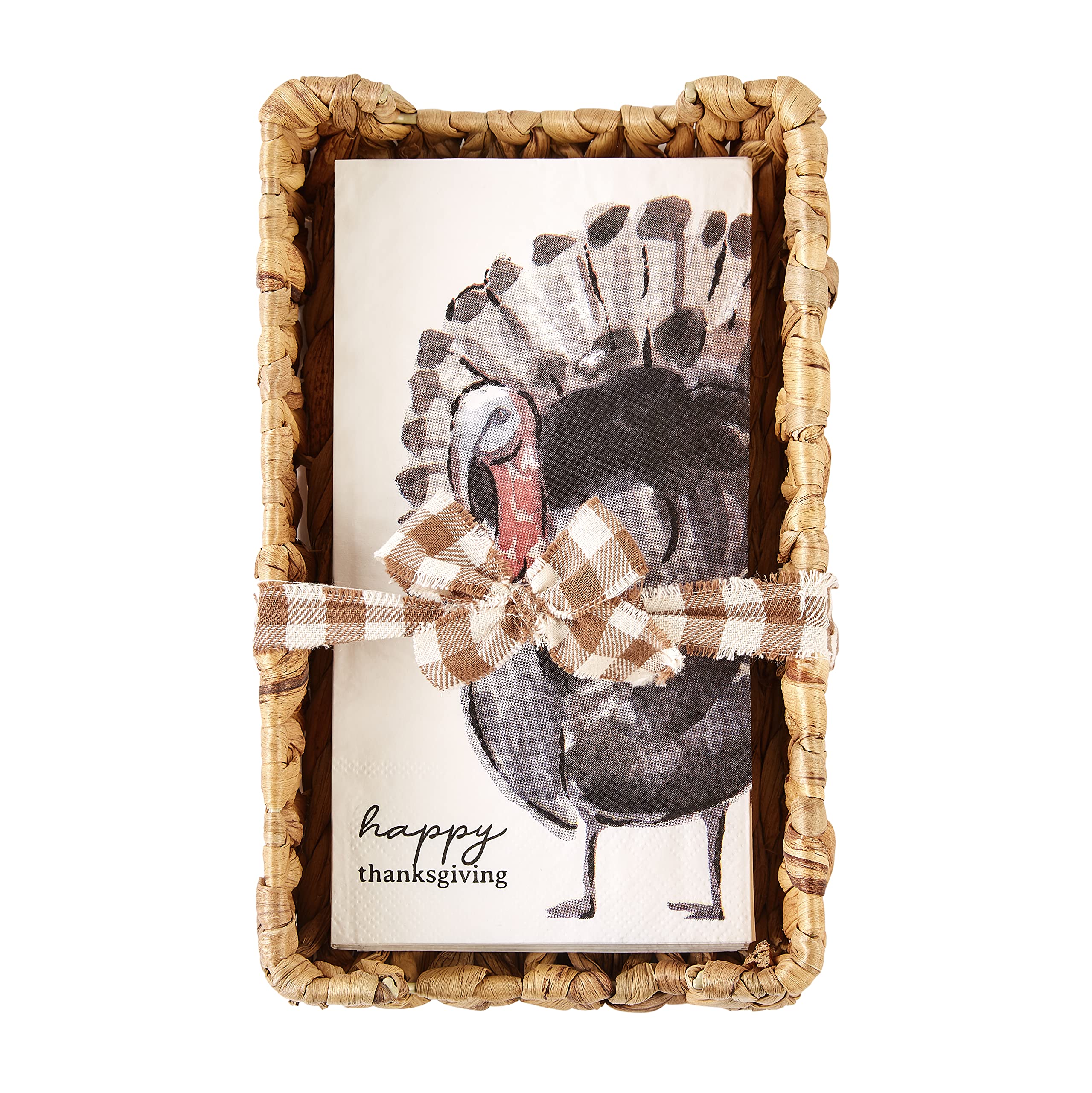 Mud Pie, Turkey Thanksgiving Set, Napkin 7 3/4'' X 4'' | Basket 9'' X 5 1/2''