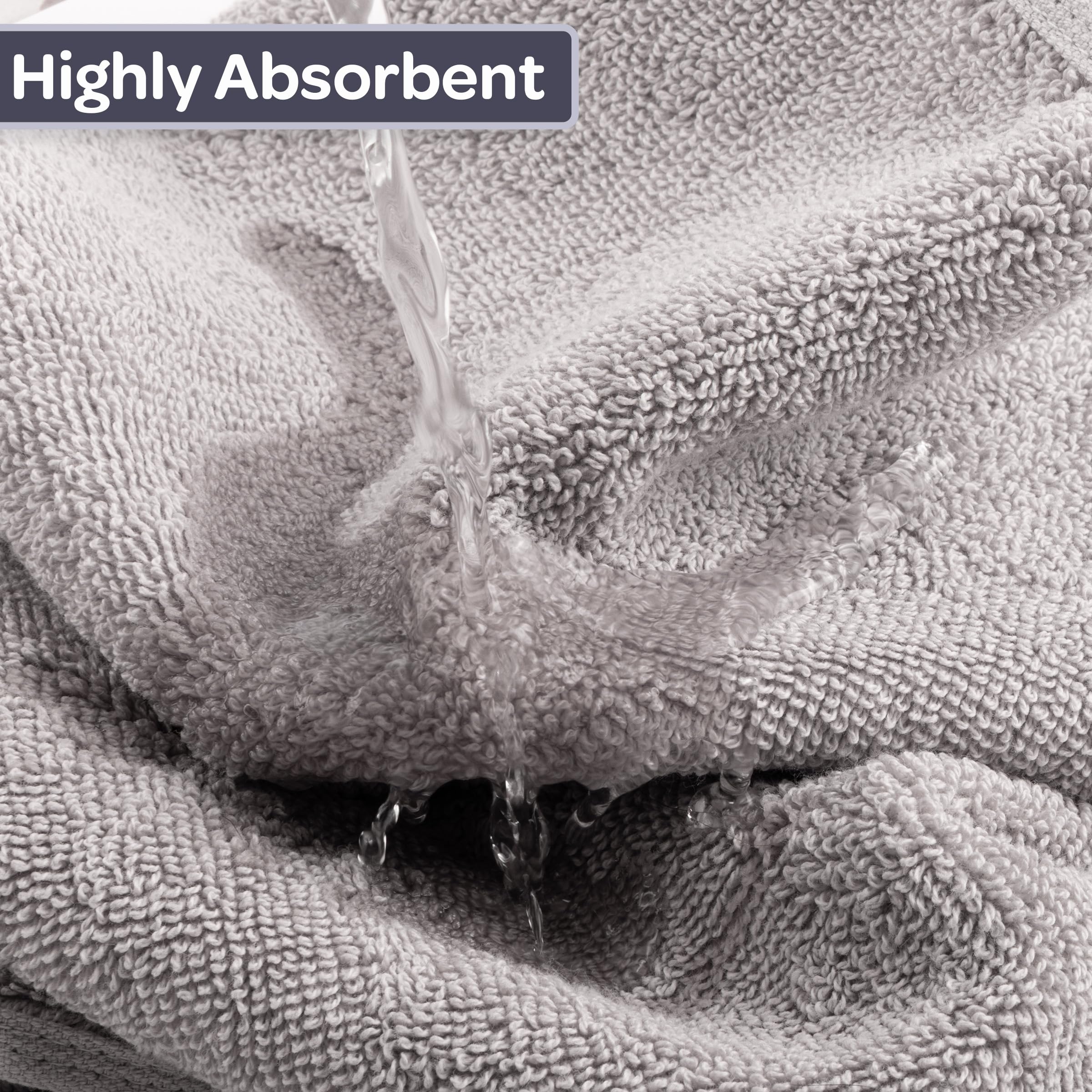 Lavish Home 100% Cotton Hotel 6 Piece Towel Set - Silver 28''x54.5''x0.25''