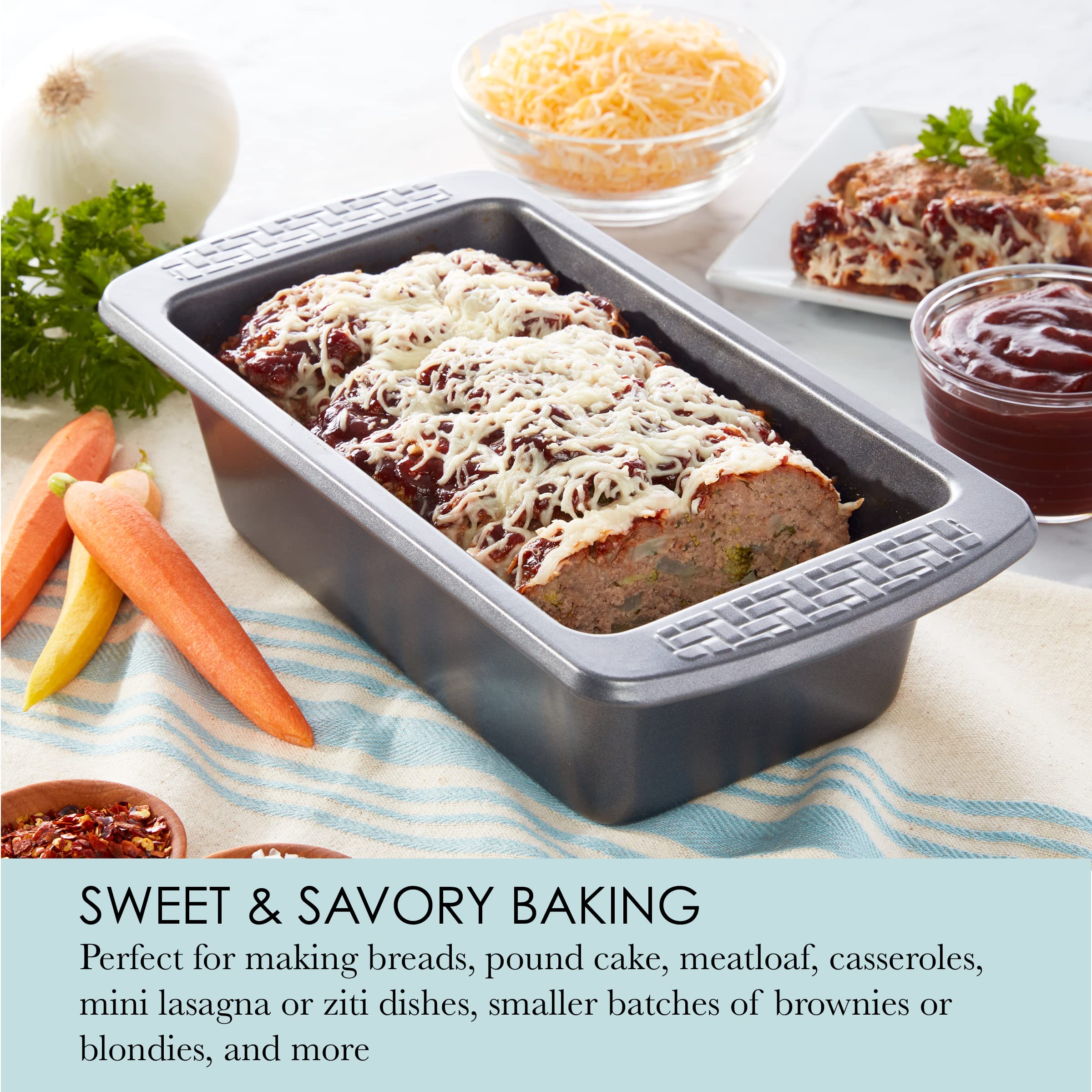 Chicago Metallic Everyday Non-Stick Loaf Pan. Perfect For Making Breads, Meatloaf, Casseroles, Brownies, And More Gray