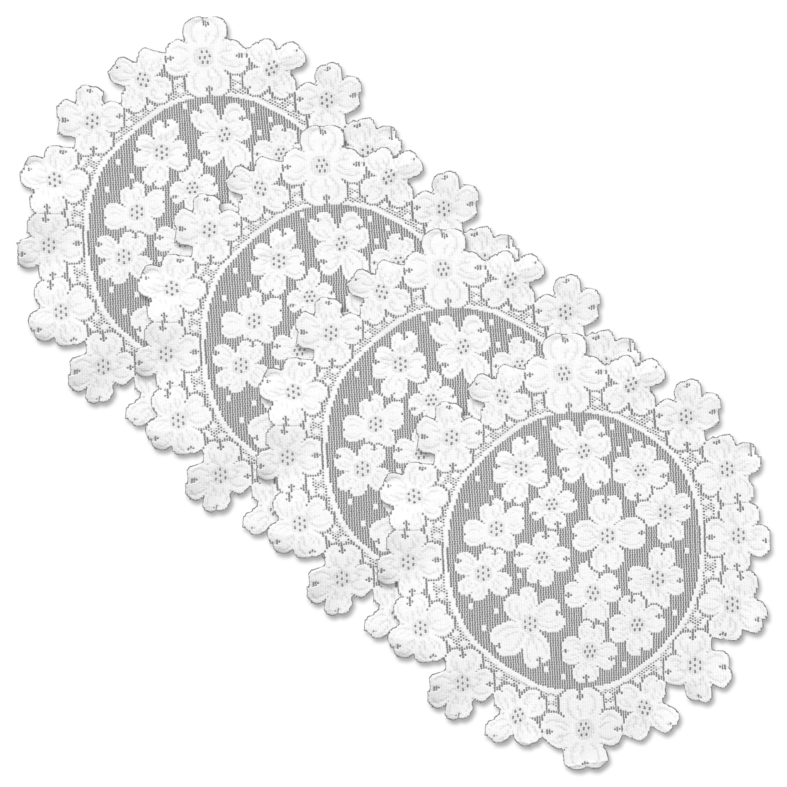 Heritage Lace Dogwood 14'' White Round Doily (Set Of 4)
