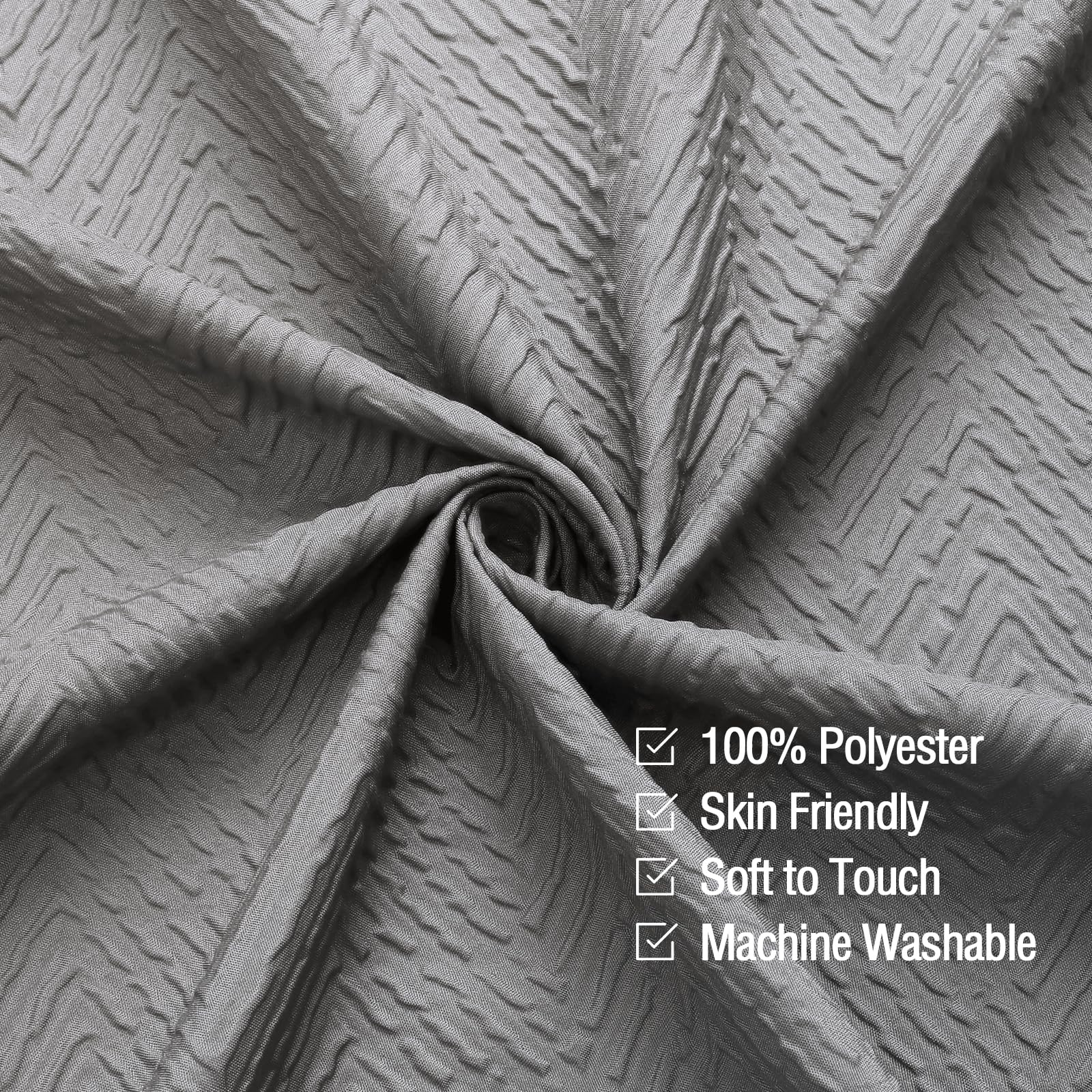 Gibelle Ombre Grey Shower Curtain, 3D Embossed Textured Herringbone Fabric Shower Curtain, Modern Farmhouse Bathroom Decor Soft