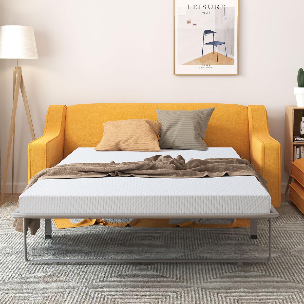 Dyonery 4.5 Inch Memory Foam Sofa Bed Mattress Replacement With Fiberglass-Free Fabric And Washable Cover For Sleeper Sofa And C