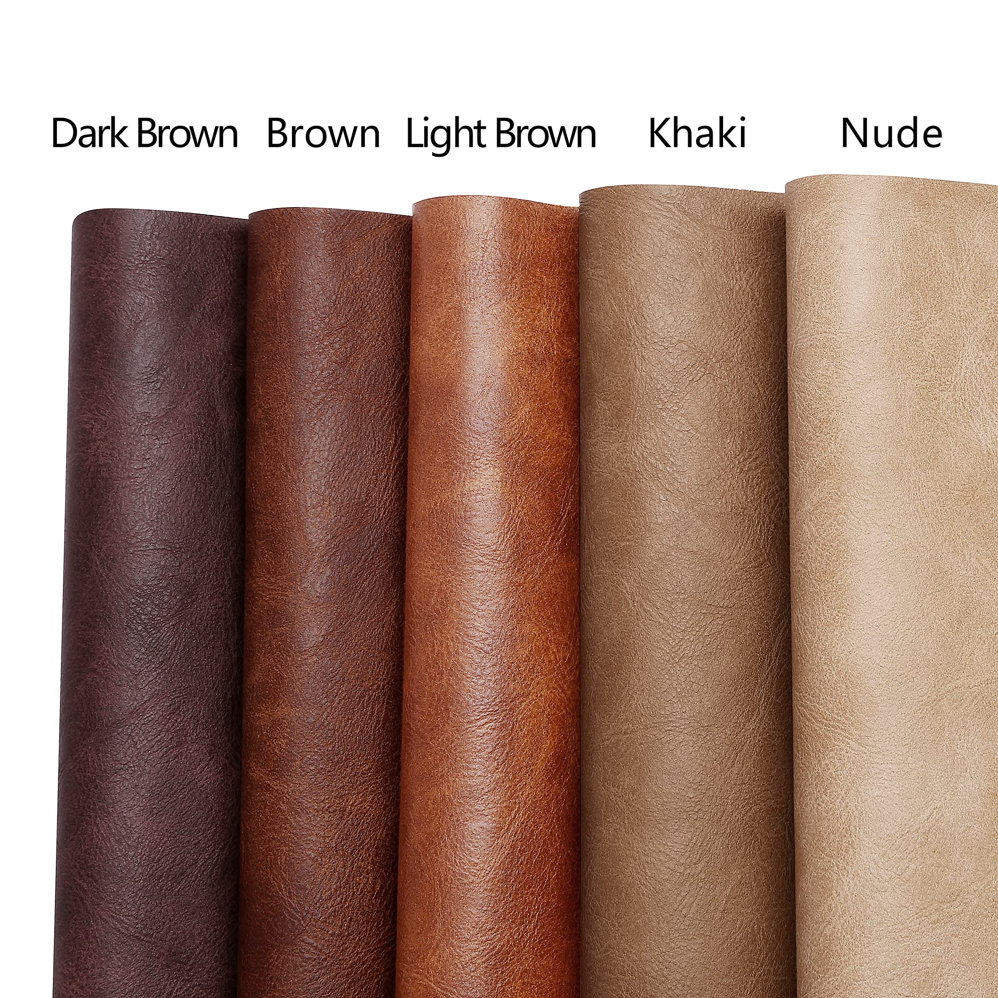DAFUN Soft PU Leather Upholstery Fabric - 1.2mm Thick, Brown, 36"x54", Model TAOSE