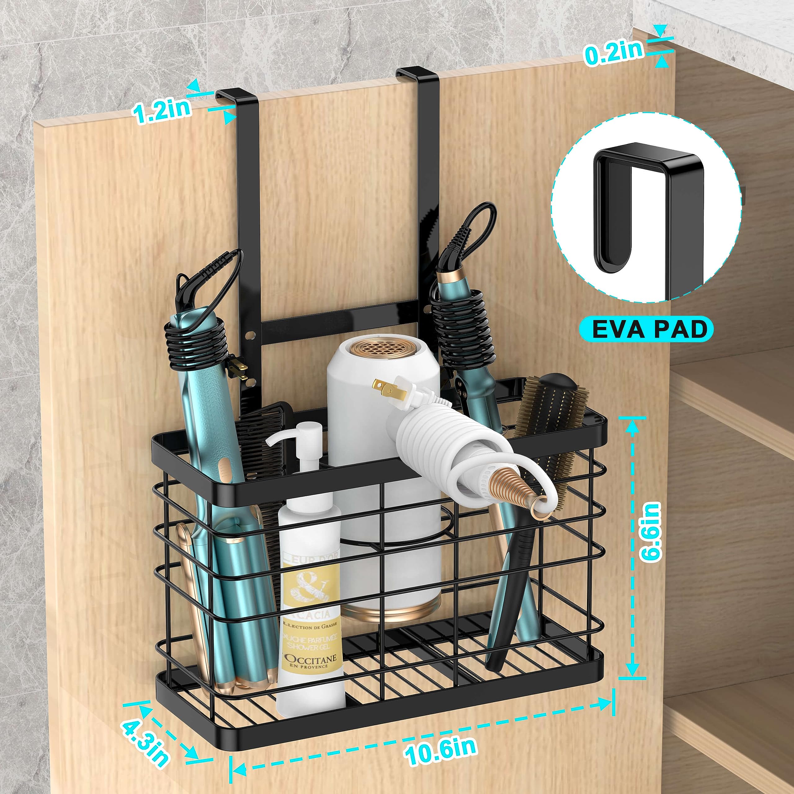 Vecallo Hair Tool Organizer - Blow Dryer Holder/Hair Dryer Holder Cabinet Door  Bathroom Organizer Hair Care & Styling Tools Storage Basket for Hair Dryer  Curling Irons  Hair Straighteners