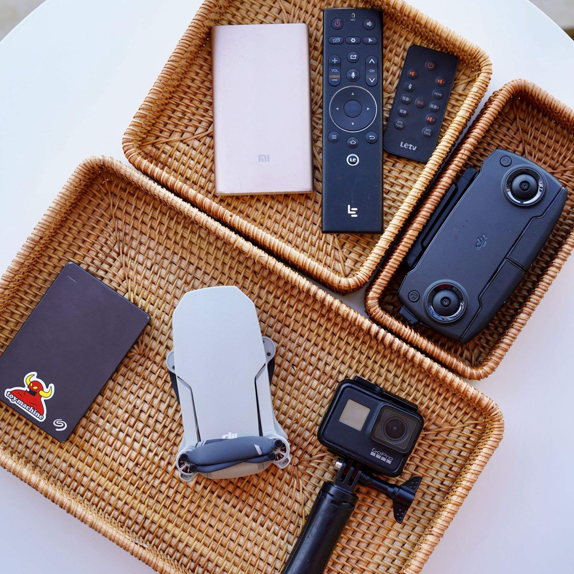 Rattan Serving Tray  Rectangular Woven Tray  Natural Wicker Decorative Serving Baskets for Organizing Tabletop Bathroom Kitchen Counter (Natural)