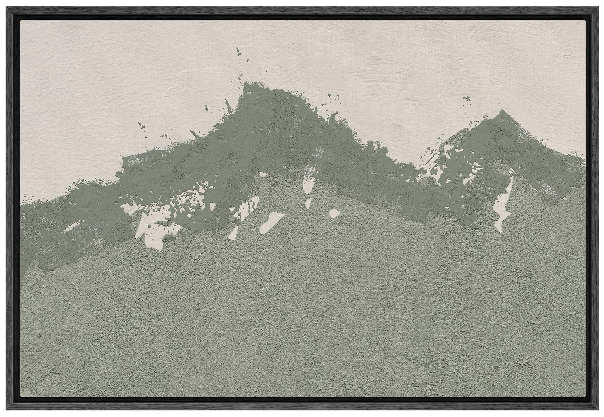 Signwin Framed Canvas Print Wall Art Dark Duotone Gray Mountain Range Abstract Mid Century Minimalist Geometric Shape For Living