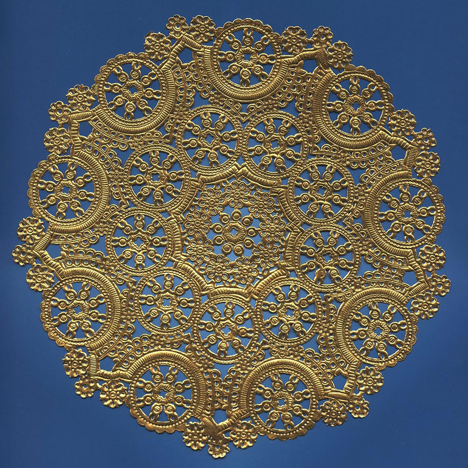 Royal Lace Fine Quality Paper Products, Medallion Lace Round Paper Doilies, 10-Inch, Gold Foil, Pack Of 8