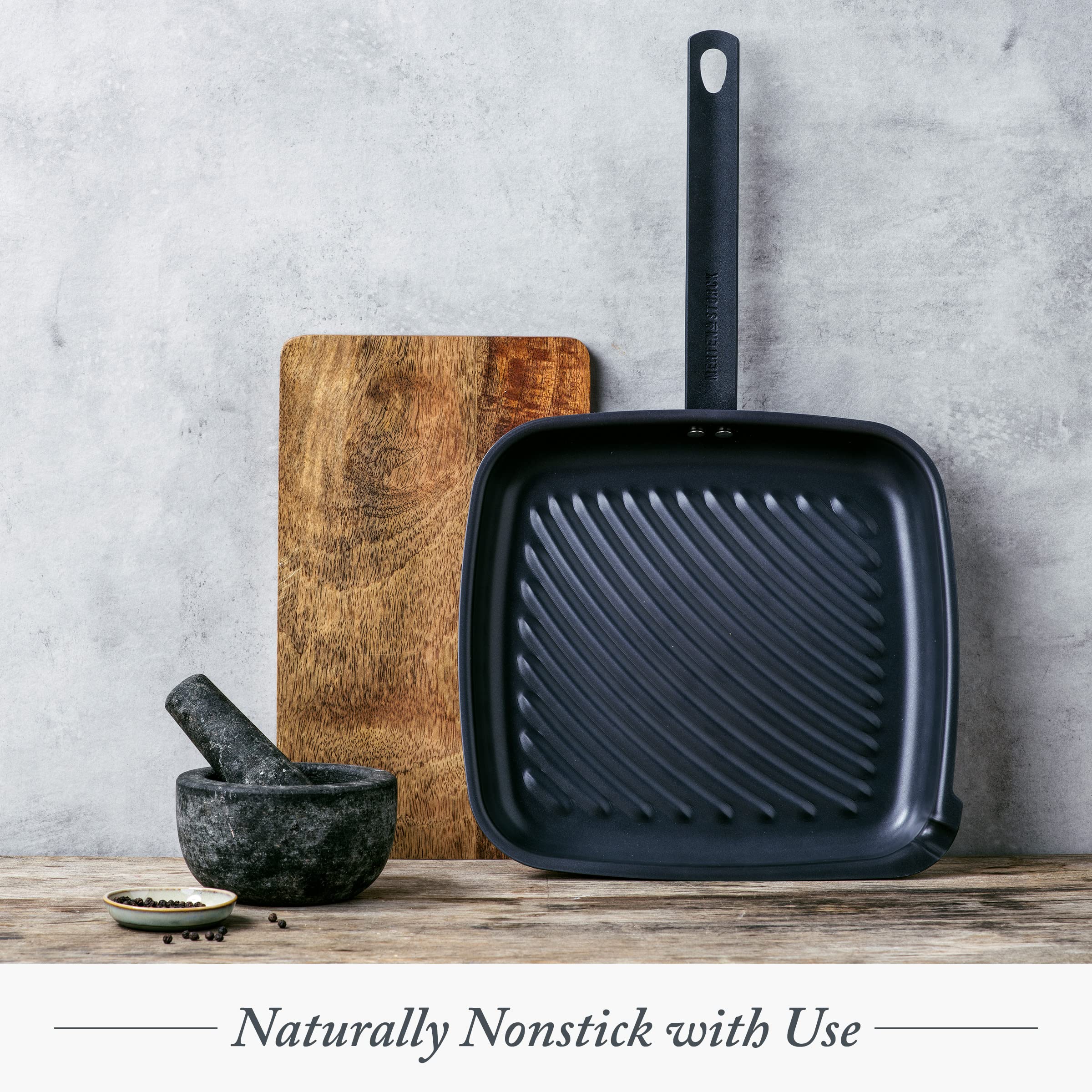 Merten & Storck Pre-Seasoned Carbon Steel Square Grill Pan, Cast Iron, Lightweight And Durable, Sear Grill Broil Fry, Indoor Out