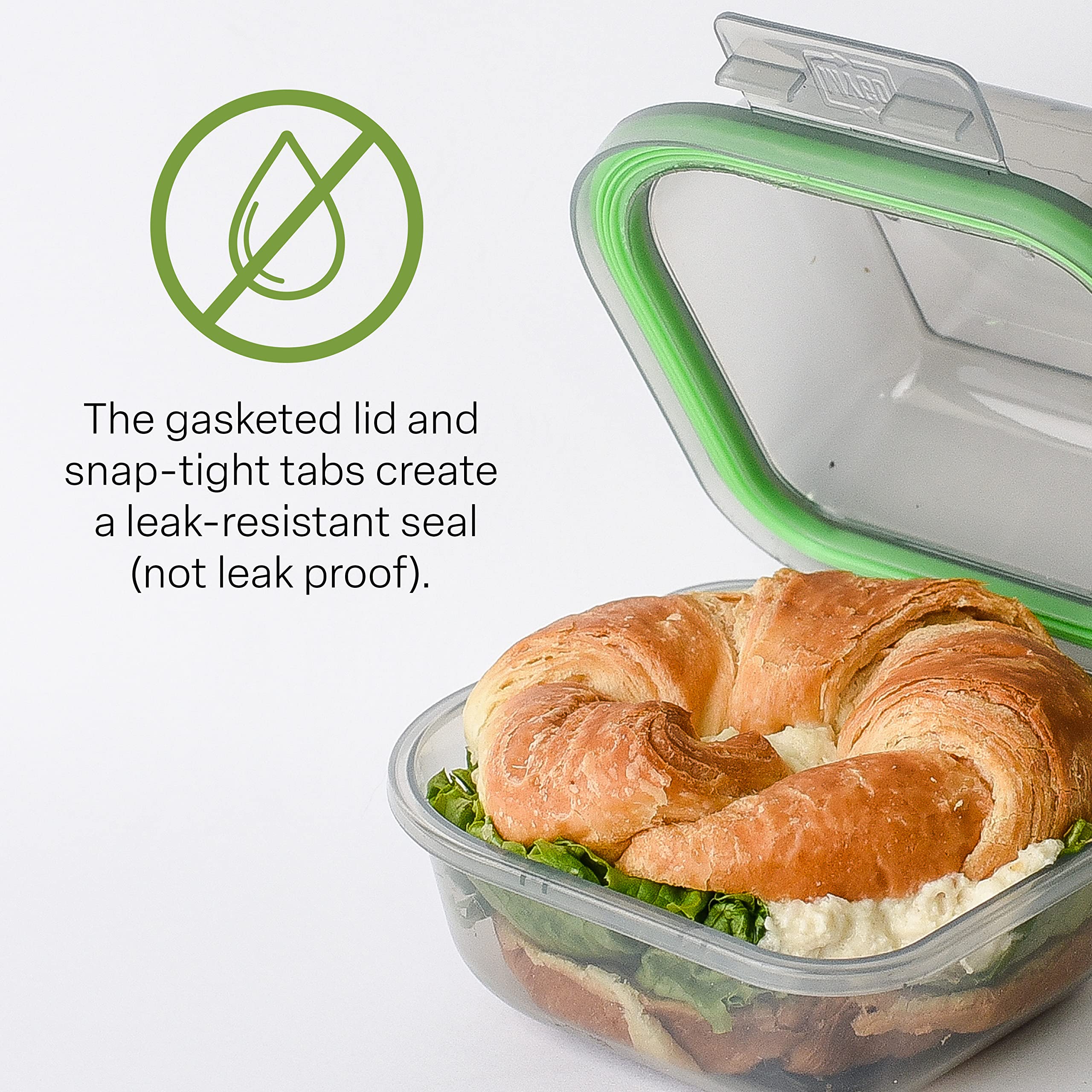 Mygo Container Bun Sized To-Go Compartment Container, 5-1/2'' X 5-1/2'' X 3-1/2'' Reusable, Microwave Safe, Nsf Certified, Smoke