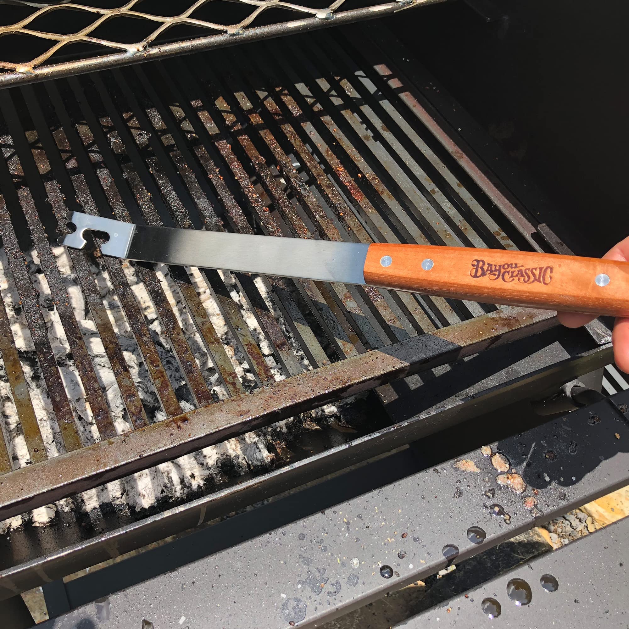 Bayou Classic Stainless Grill Tool with hardwood handle