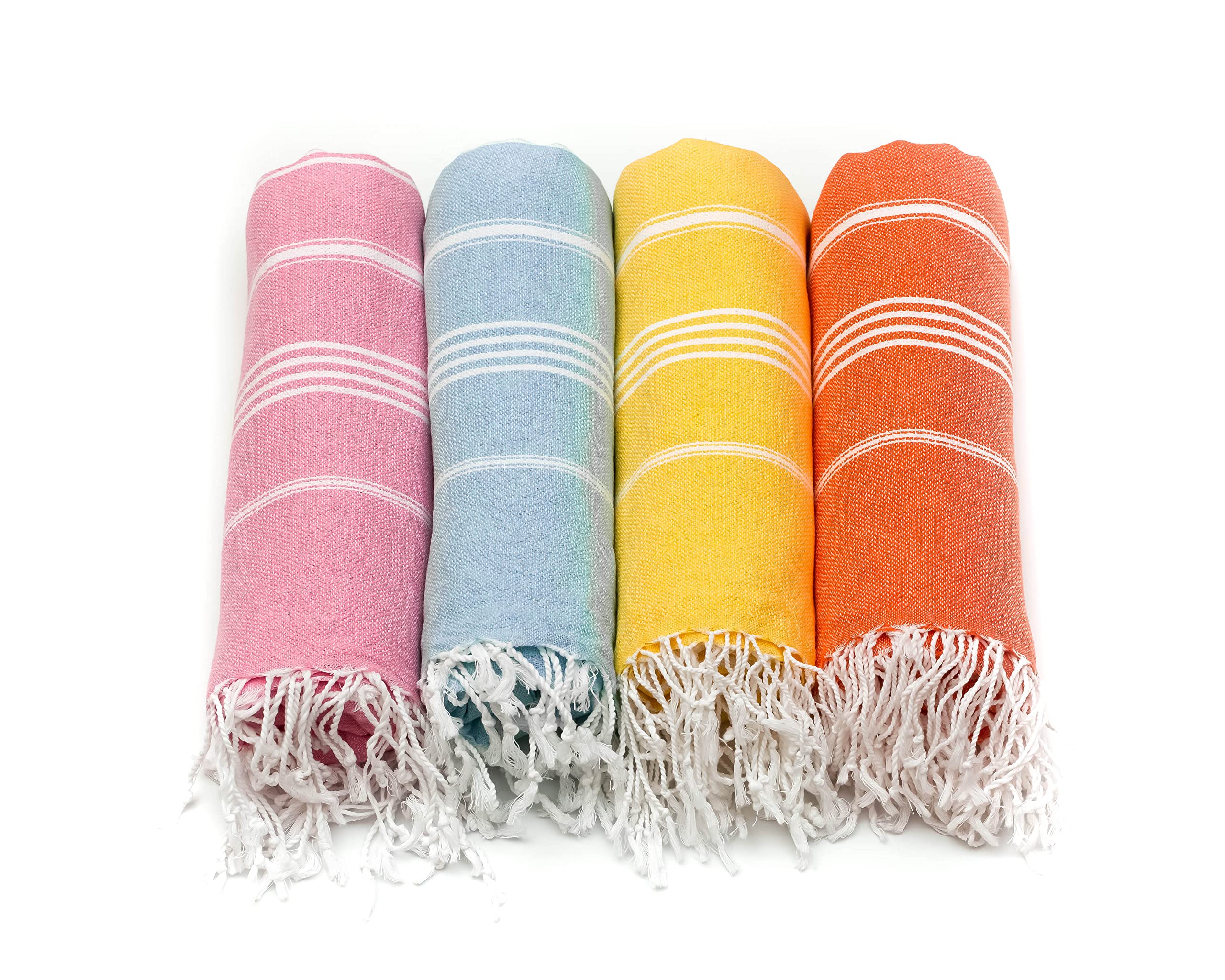 HAVLULAND Set of 4 Turkish Beach Towel 100% Cotton Oversized 71x39 Turkish Bath Towels Sand Free Beach Towels Lightweight Absorbent Quick-Dry Picnic Outdoor Yoga Camping Travel Beach Blanket