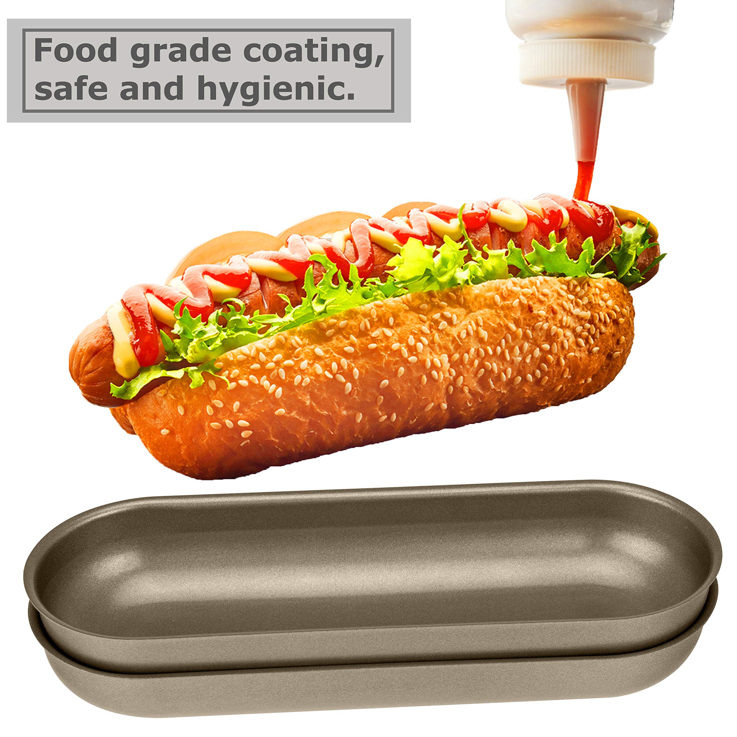 Set Of 4 Hot Dog Mold, 7.3 Inch Long Bread Non-Stick Toast Mold For Oven Baking, Steel Hotdog-Shaped Cake Pan Baking Mold For Ho