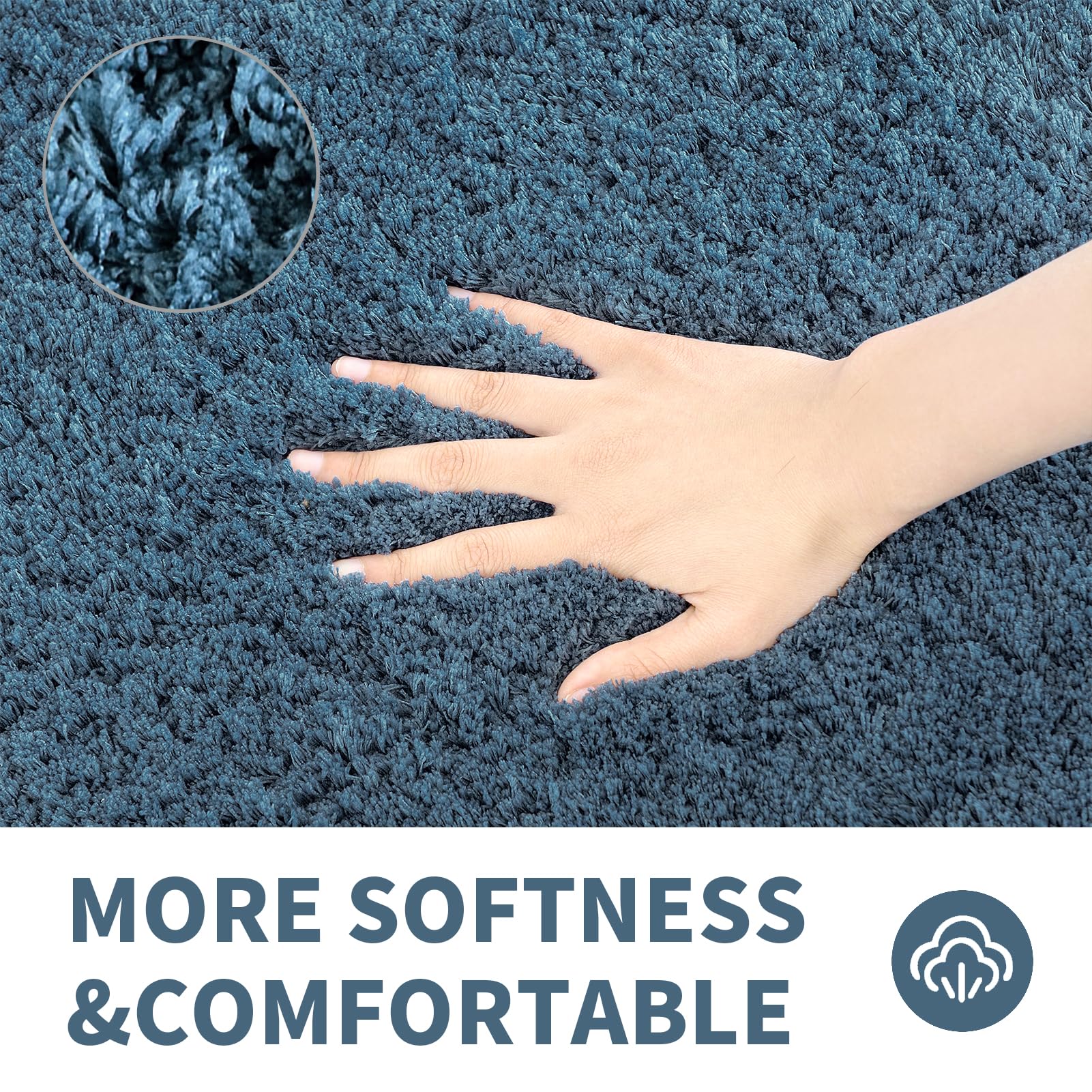 Cozecube Dusty Blue Bathroom Rugs 47'' X 24'', Bath Mats For Bathroom Non Slip, Ultra Soft Bath Rugs For Bathroom Washable, Plus