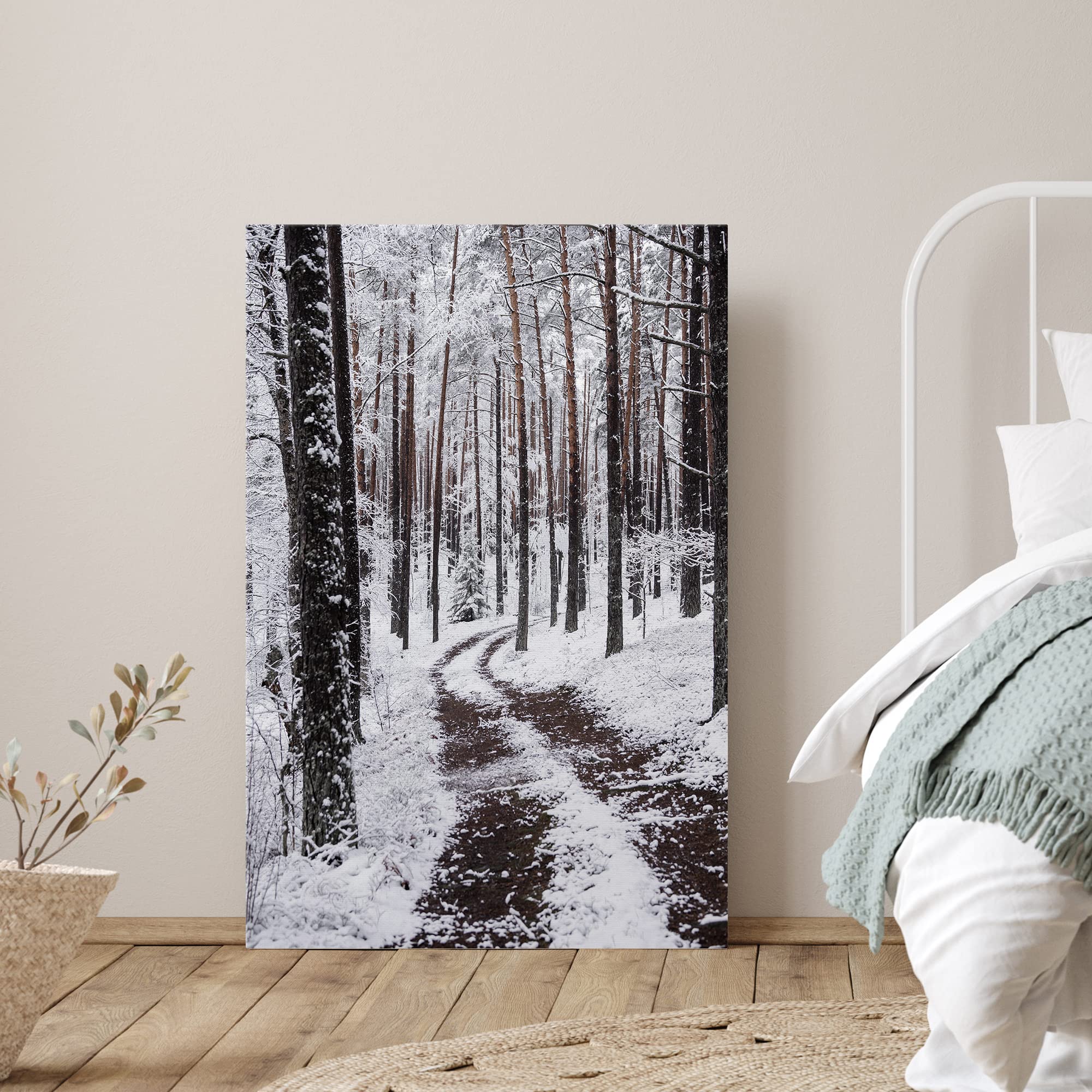 Signwin Canvas Wall Art Winter Trees Cool Dramatic Forest Multicolor Nature Photography Rustic - 16X24 Inches