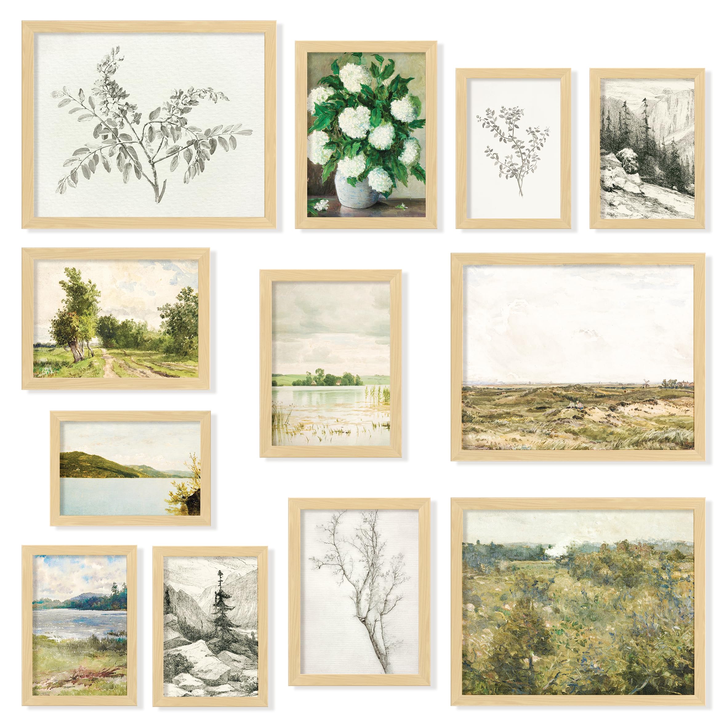 97 Decor Vintage French Country Decor - Vintage Posters  French Farmhouse Gallery Wall Art Prints  Moody Floral Botanical Sketch Pictures  Antique Landscape Painting for Home Bedroom (UNFRAMED)