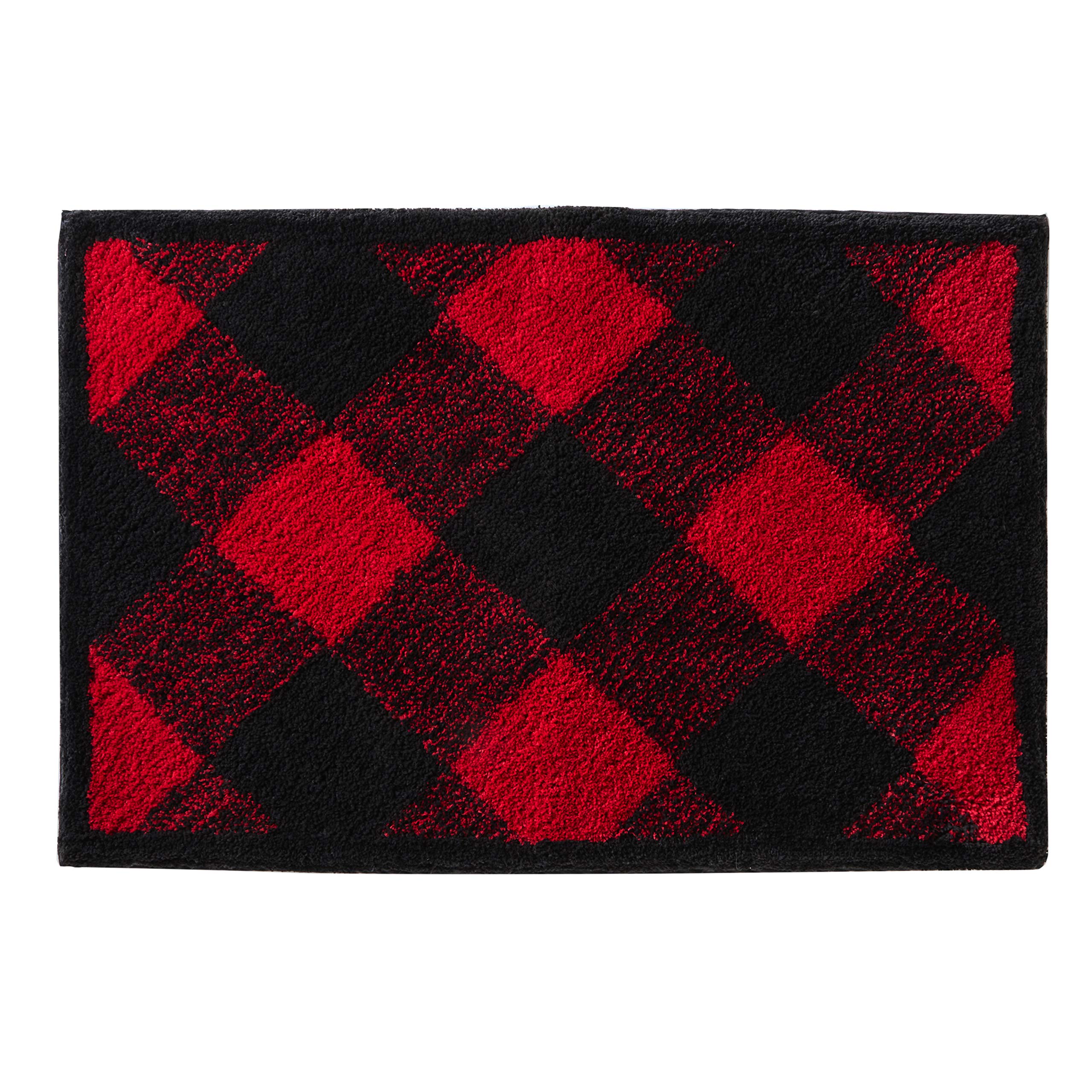 Skl Home Buffalo Check Bath Rug, Red/Black