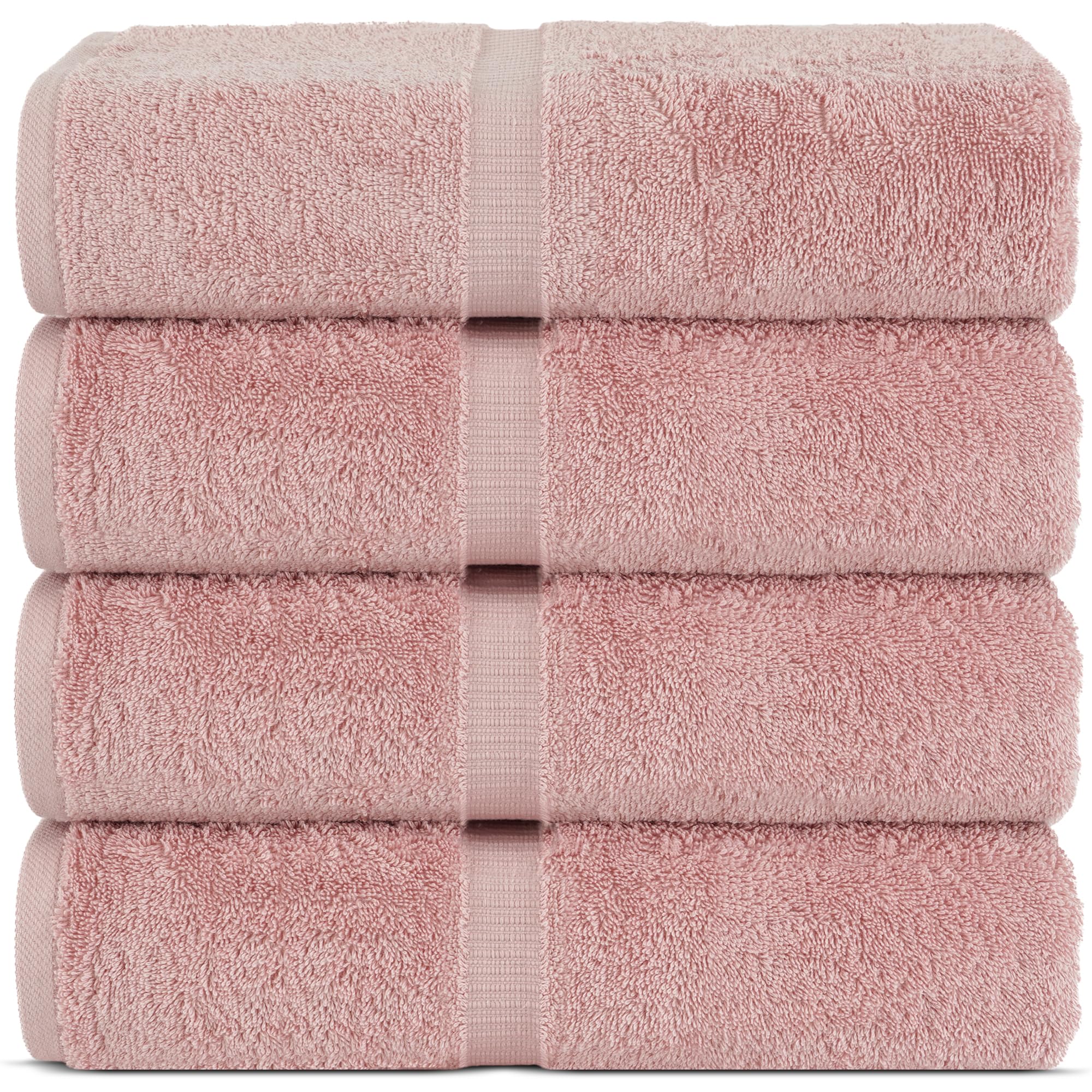 Chakir Turkish Linens 100% Cotton Premium Turkish Towels For Bathroom | 30'' X 60'' Large Bath Towels (4 Piece, Pink)
