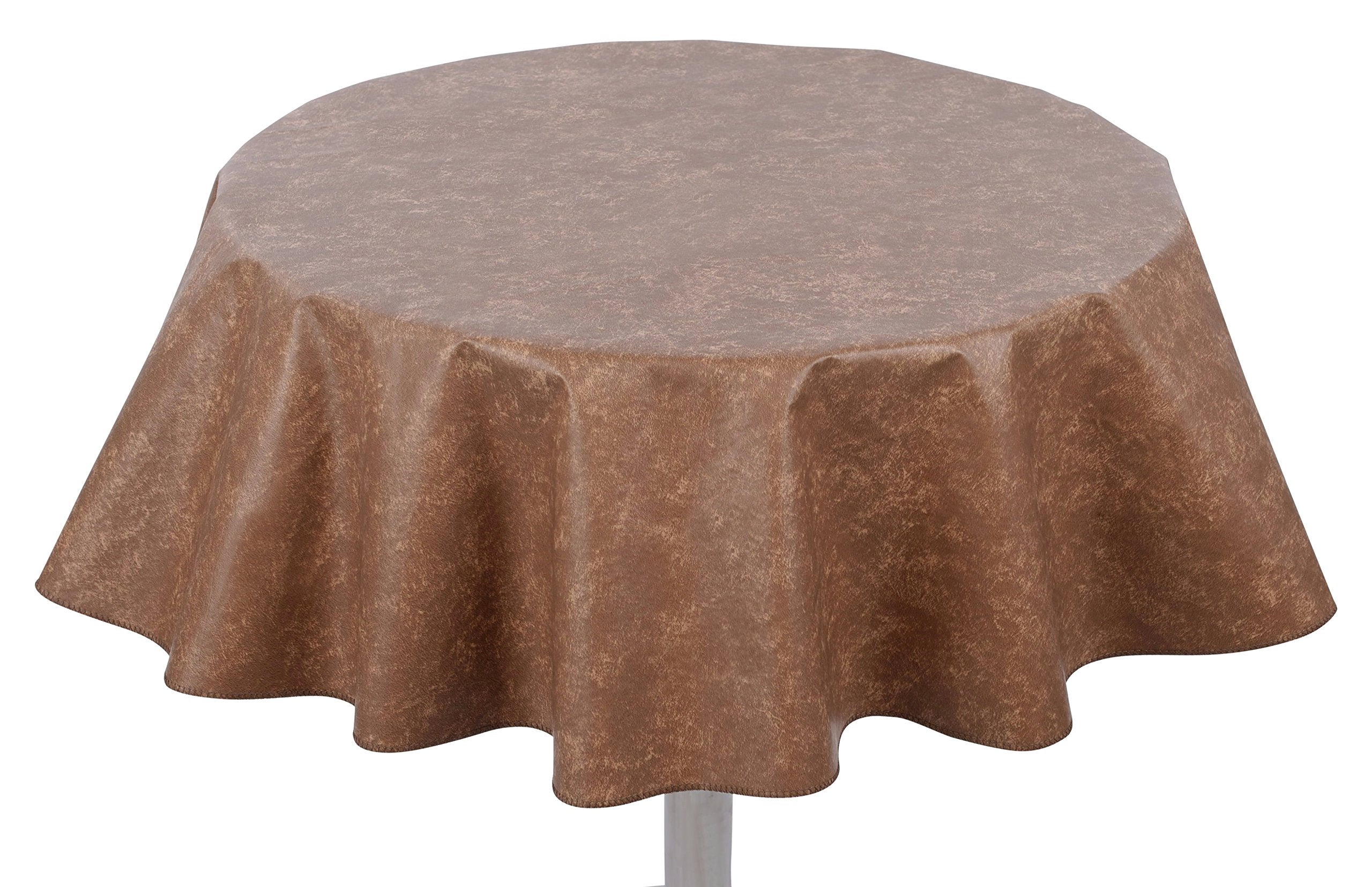 Yourtablecloth Heavy Duty Flannel Backed Round Vinyl Tablecloth - 6 Gauge Thickness, Indoor And Outdoor & Easy To Clean 60    Ca