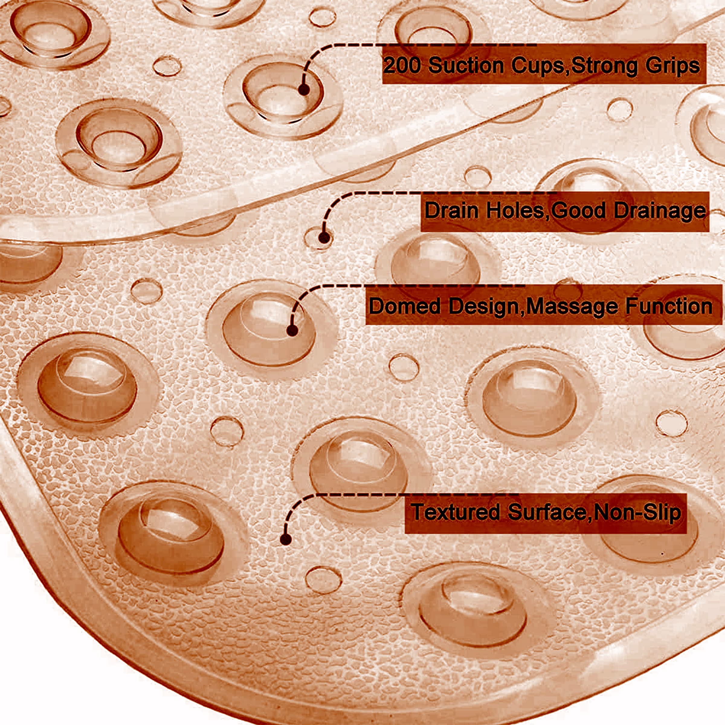 COMUSTER Tub and Shower Mat  Extra Long Non Slip Bath Mat (39'' x 16'')  Machine Washable Bathroom Tub Mat (Pure Pink)